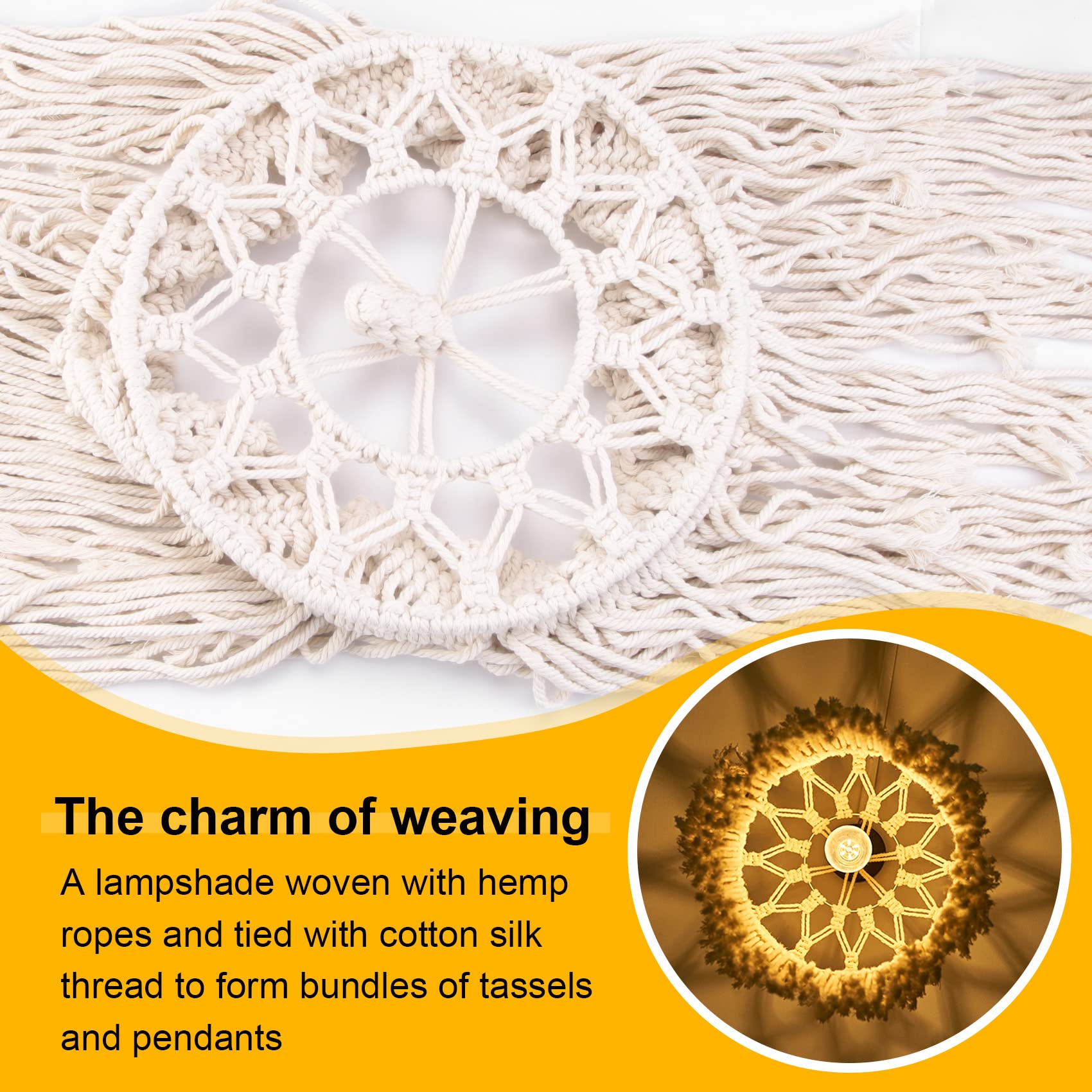 Arazzo da Parete Fatto Un Mano Paralume Macrame Boho Decor Nappa Arazzo Sfondo Testiera Appeso Un Parete