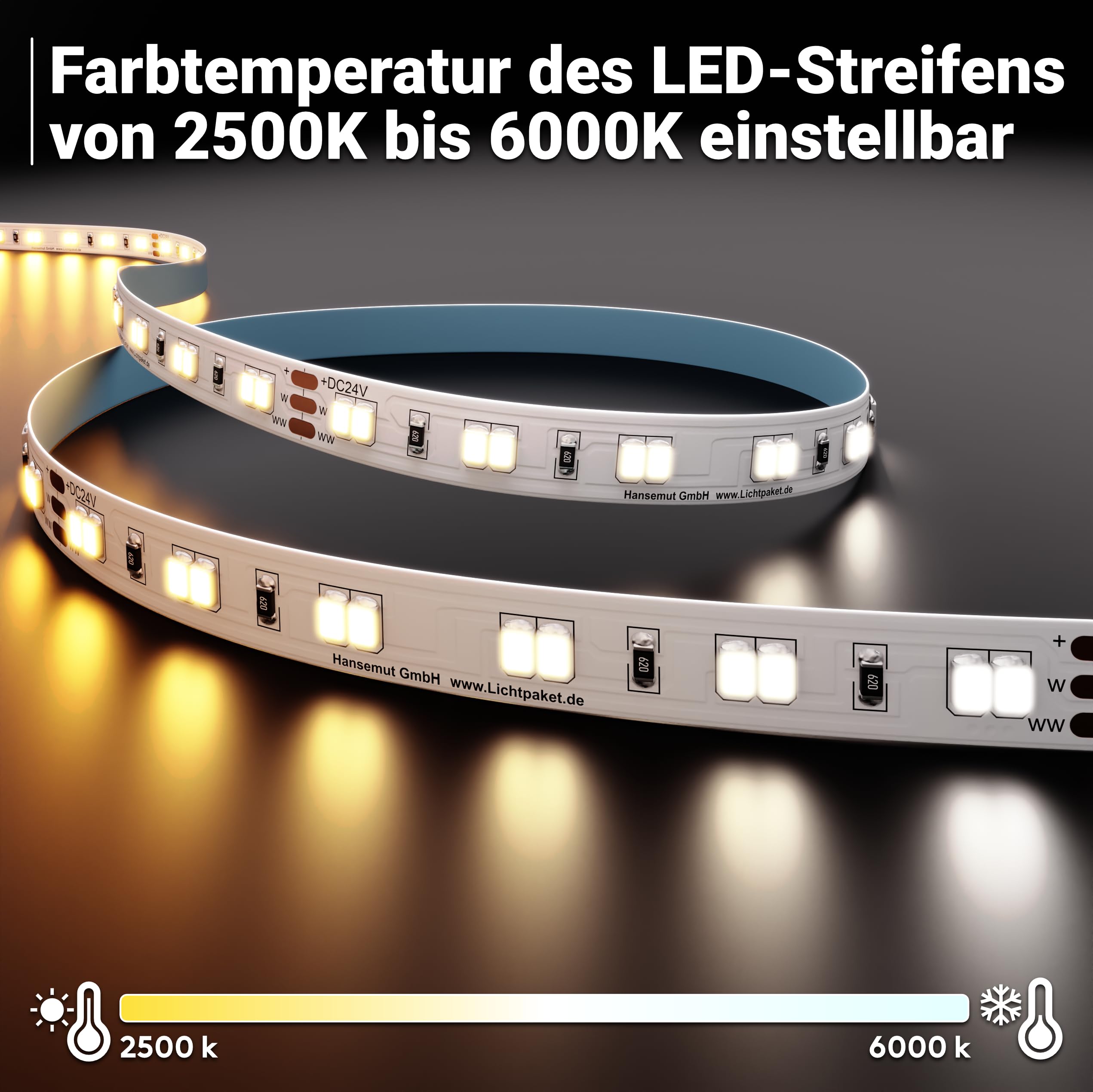 Taśma LED - ULM - ciepła biel / zimna biel CCT Deep Tunable 2000-6000K i 1200 diod LED/10 m