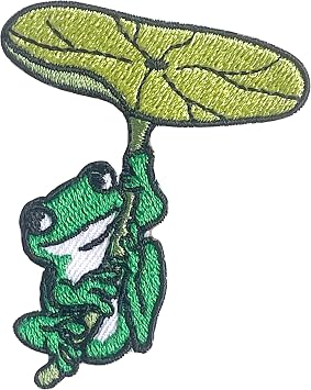 Frog Hold Lotus Leaf Iron On Patches for Clothing Embroidered Applique Patch Badge Sew On Emblem DIY Craft