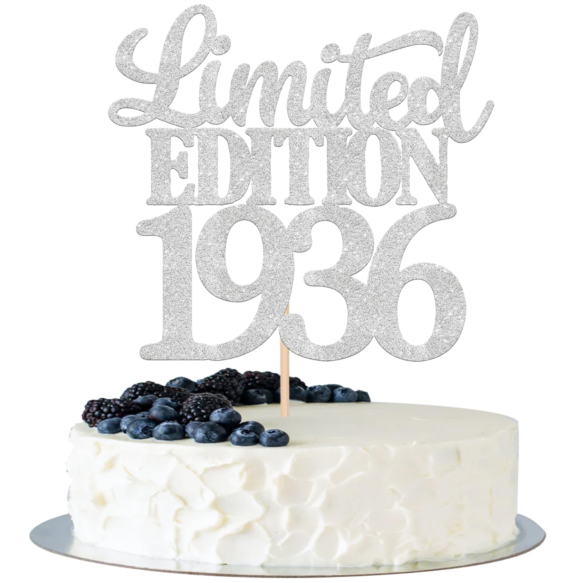 1 Stück Limited Edition 1936 Tortendeko Glitzer 90th Glitzer Kuchen Deko Prost auf 90 Jahre 90 & Fabelhaft Cake Topper für Männer und Frauen Geburtstag Party Kuchen Dekoration Silber