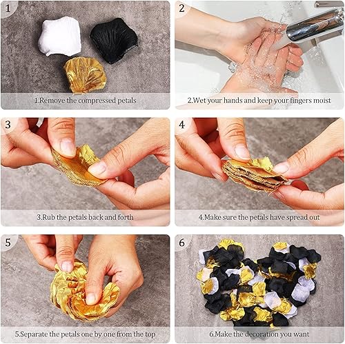 Miniatura 5 de 1,200 pétalos de rosa artificiales de seda, flores falsas, centros de mesa para mesas, pétalos de flores para bodas, día de San Valentín, decoración