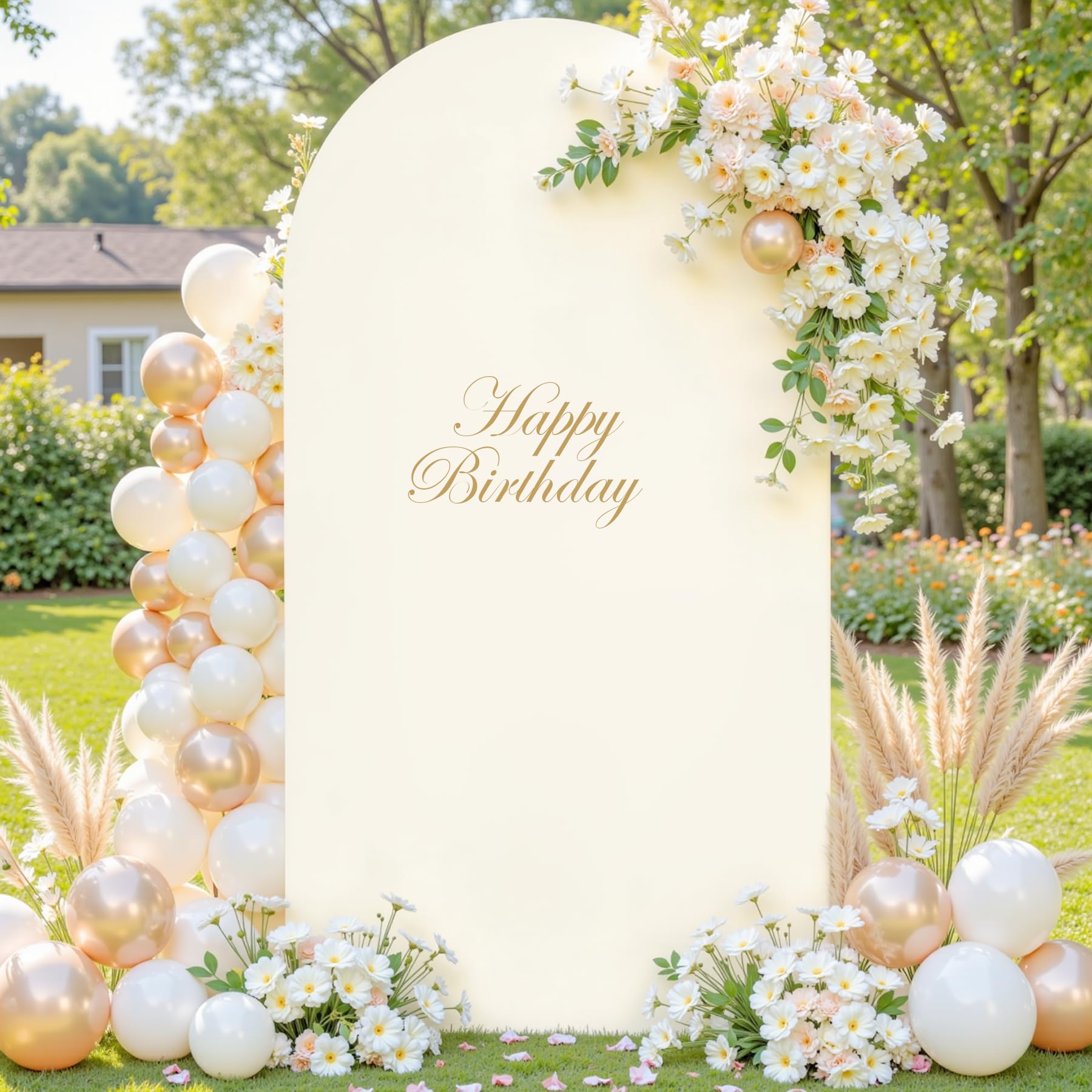 Photo 1 of ***STAINED***
Beige Arch Backdrop Covers, 6FT Polyester Fitted Wedding Arch Stand Cover Round Top Chiara Stretchy Arch Backdrop Cover for Birthday Party Ceremony Banquet Decoration