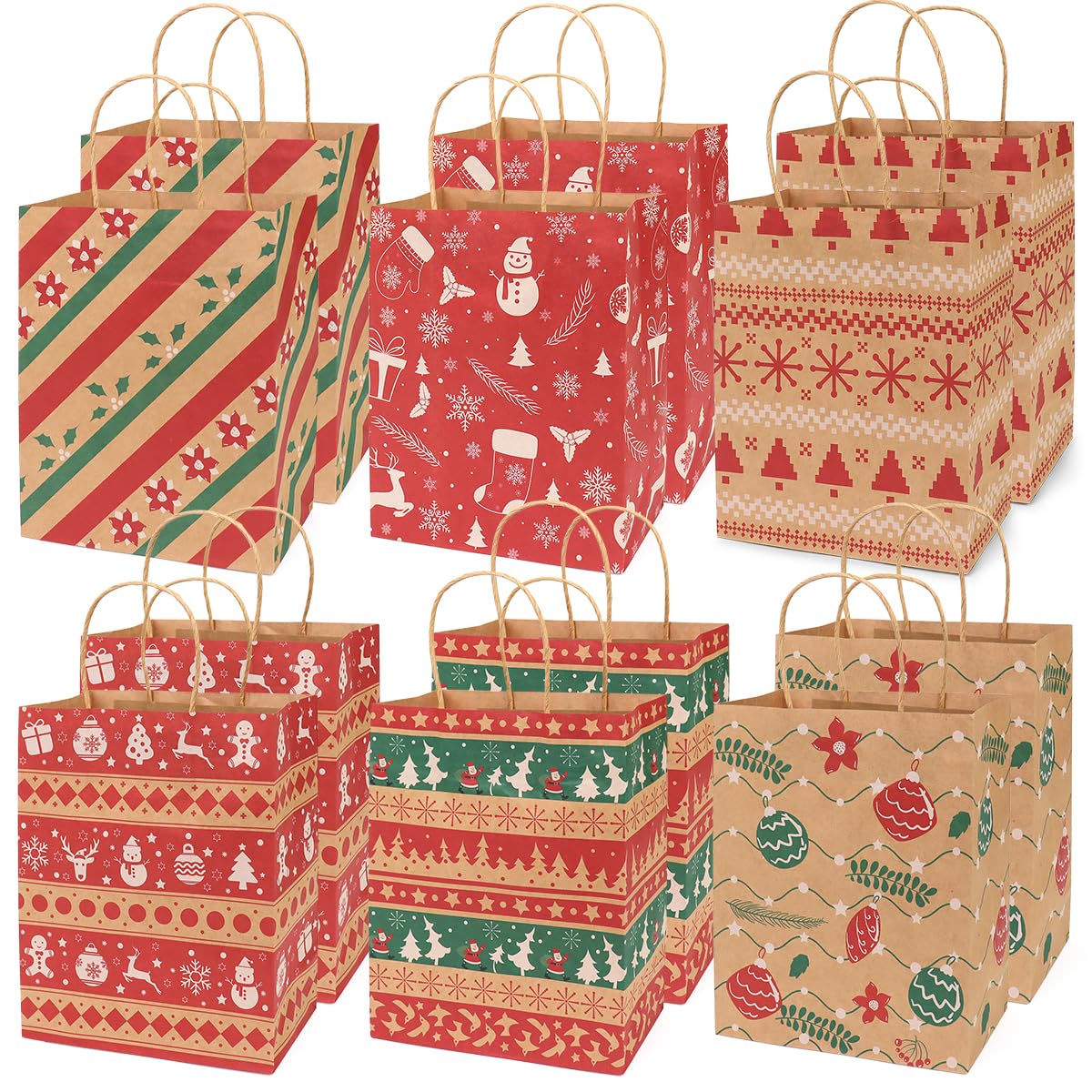 Bolsas Kraft Navidad Paquete De 12 Bolsas De Papel Kraft, Bolsas