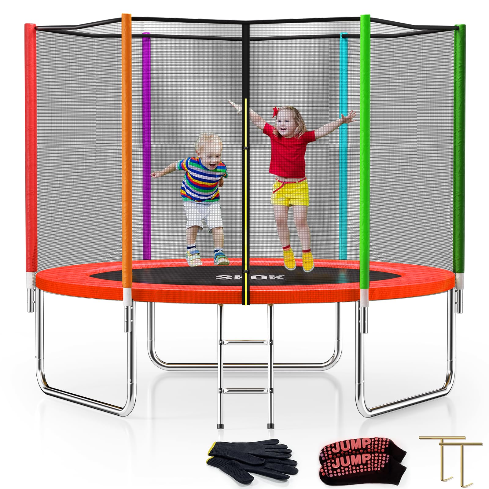 SKOK Trampoline for Kids,400LBS Outdoor Trampoline with Net-ASTM Approved Trampoline for Children and Adults