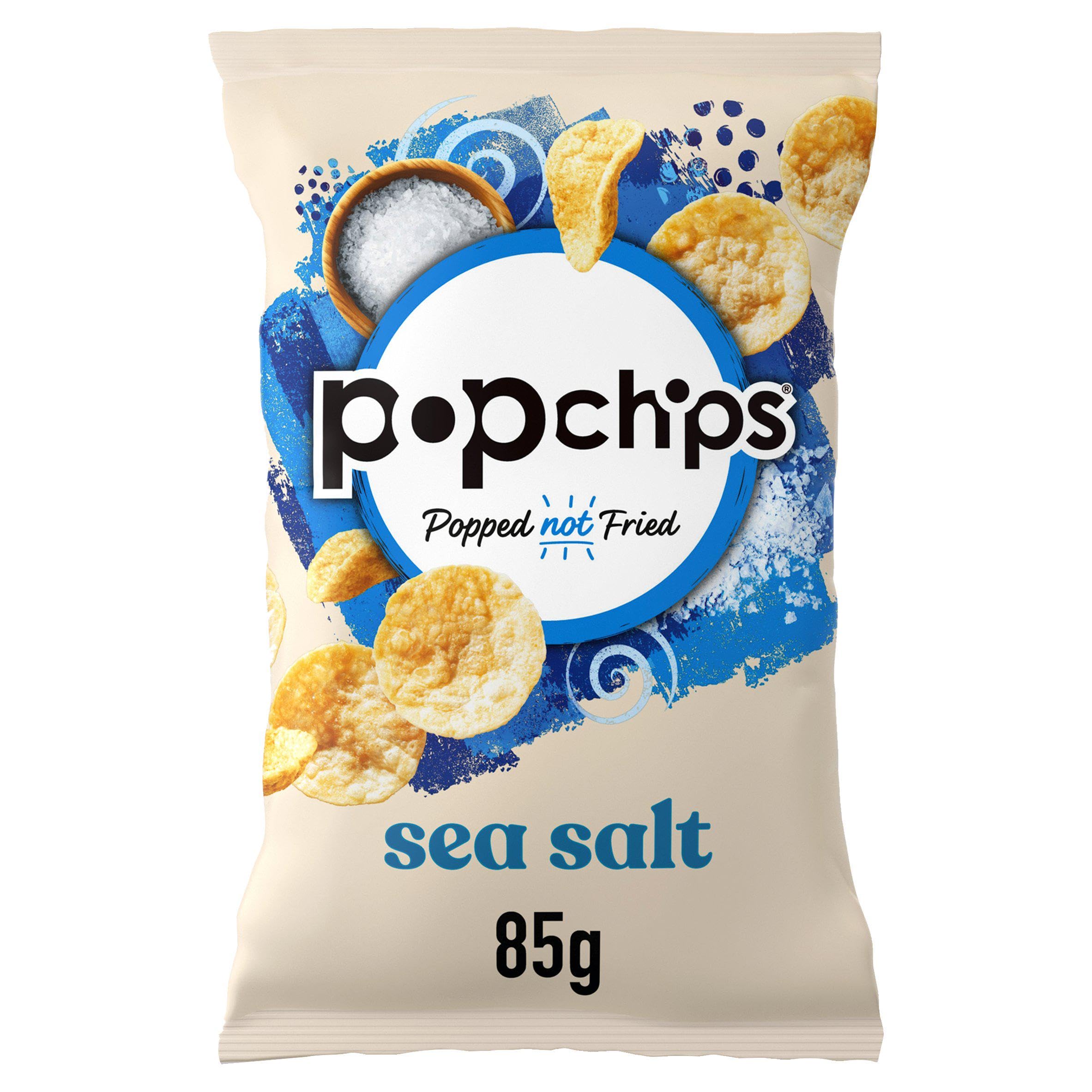 PopchipsSea Salt Potato Chips, 85g (Pack of 8) - Popped not fried, No artificial flavours or colours, Suitable for vegans