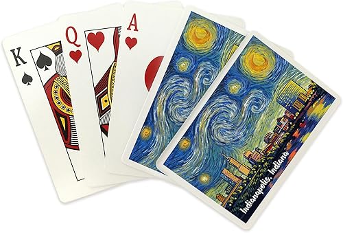 Miniatura 2 de Lantern Press Indianapolis, Indiana, Skyline, Starry Night, 52 Playing Cards for Adults, Poker Size Card Deck