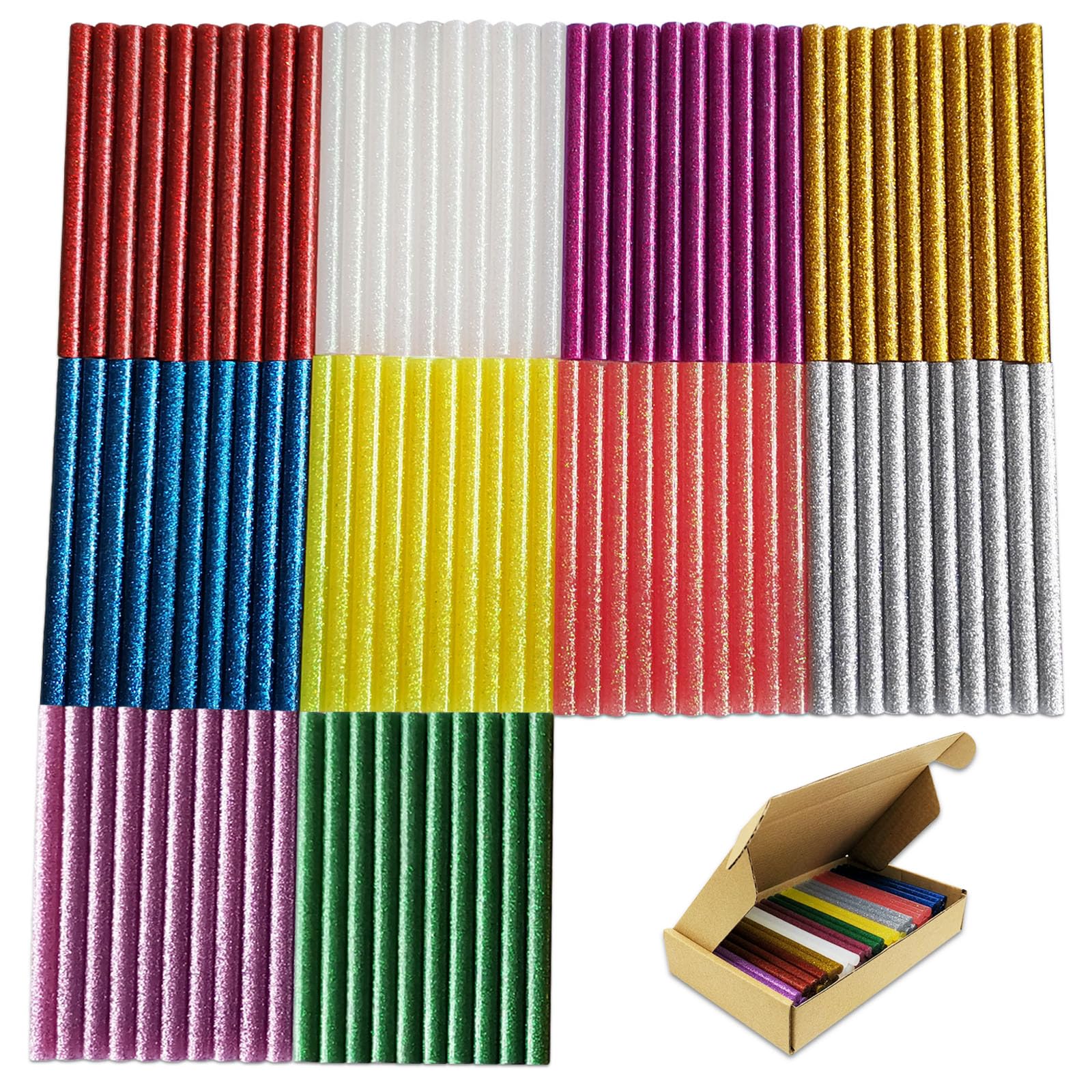100 barras de pegamento termofusible, multicolor, 100 x 7 mm, para pistola de pegamento termofusible