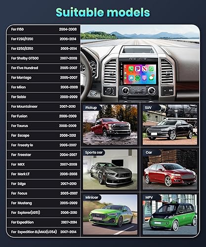 Miniatura 2 de Estéreo de coche Android 2G+32G con Apple Carplay para Ford F150 F250 F350 Fusion Edge Explorer Taurus Freestar, Rimoody 7 pulgadas pantalla táctil