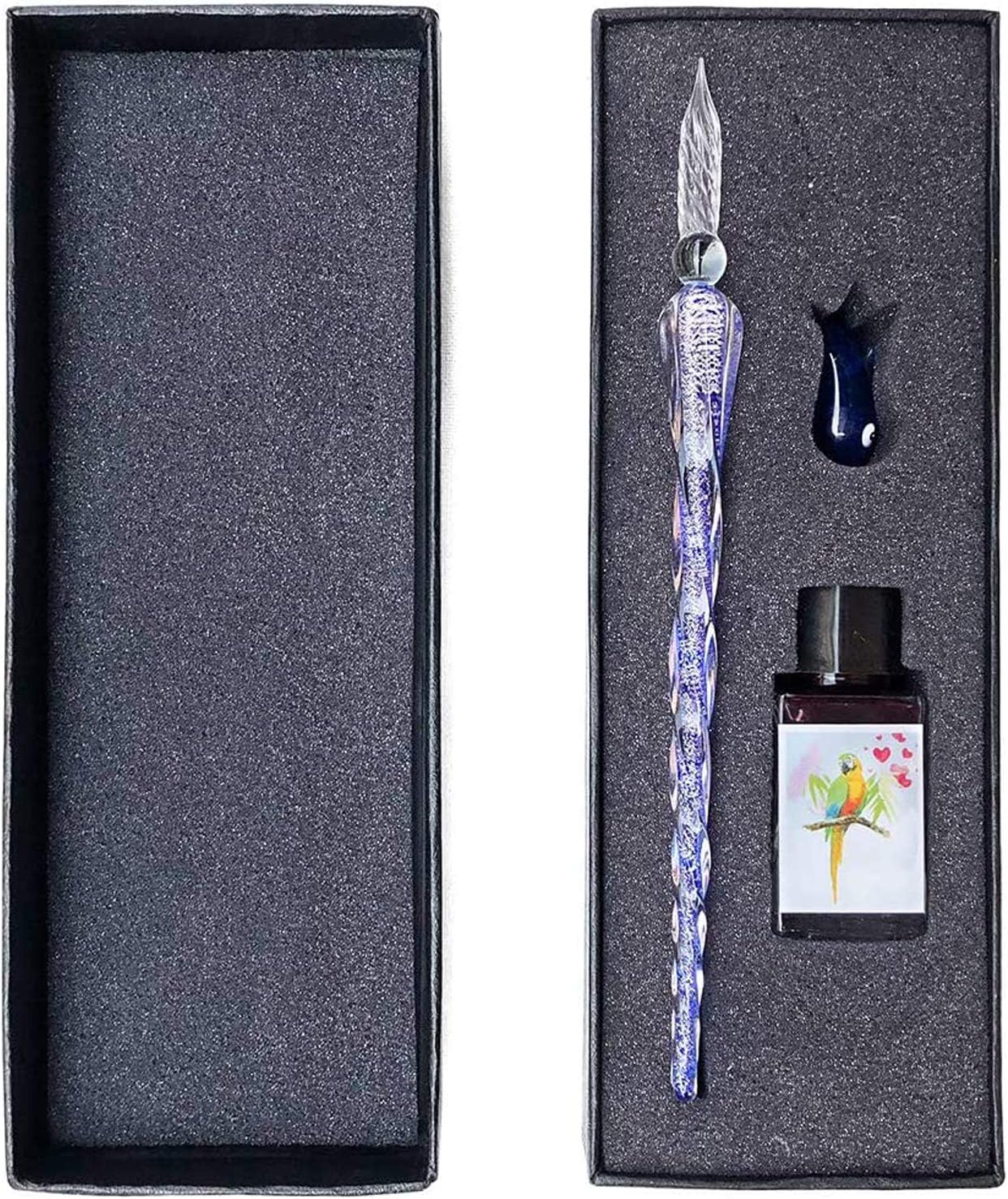 ESSSHOP Handmade Glass Dipped Pen Set - Crystal Signature Pen for Art, Writing, Signatures, Calligraphy - Decoration Gift Set
