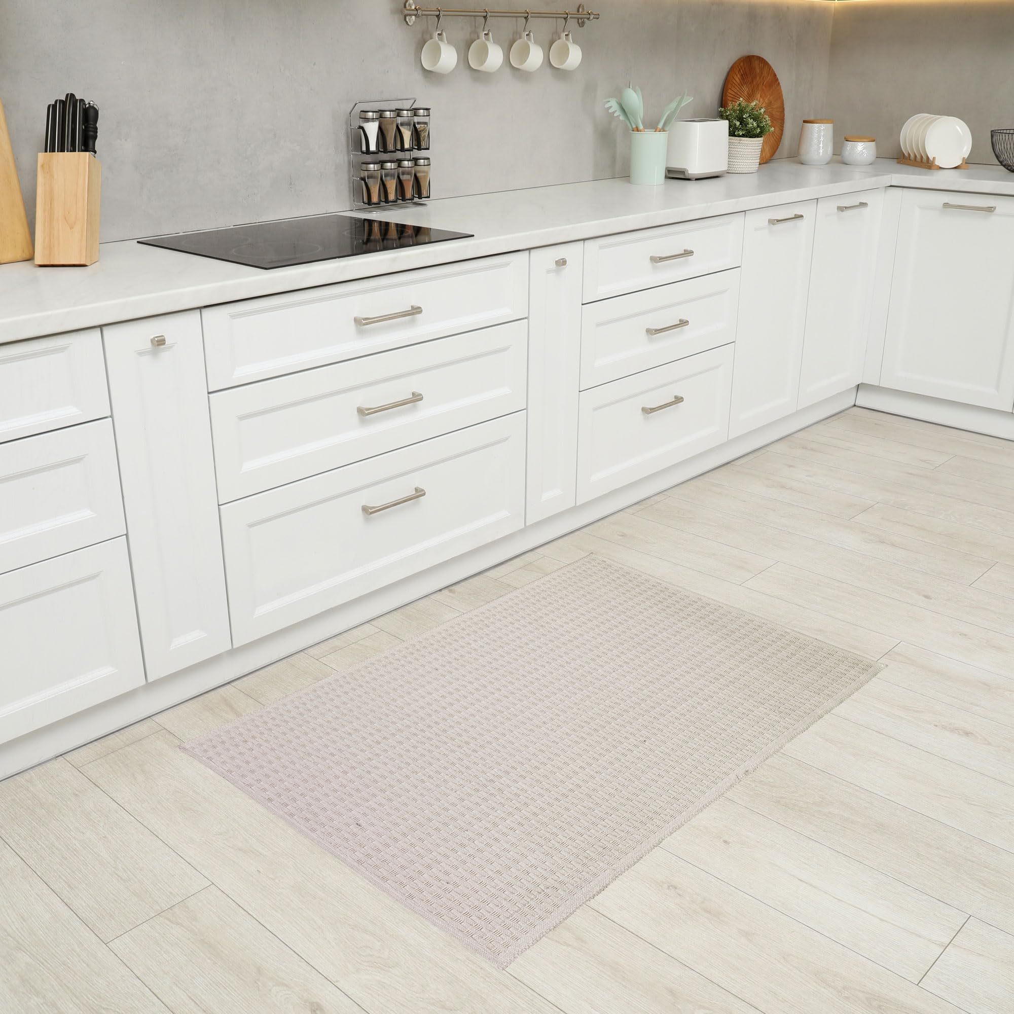 Home My Own | Läufer für die Küche, rutschfest, waschbar, kurzflorig, saugfähig, für Bad oder Wohnzimmer, 100 % recycelte Baumwolle, moderner Teppich, maschinenwaschbar, Größe: 80 x 150 cm