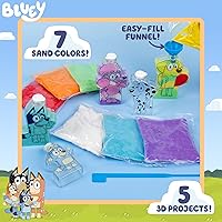 Vista 2 de Bluey Kit de arte de arena, incluye 5 botellas de arte de arena y 7 arenas de colores, crea tu propio arte de arena, kit de bricolaje, proyecto