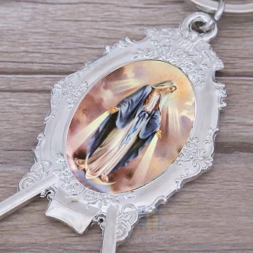 Miniatura 5 de Nuestra Señora de Gracia Llavero Abrebotellas (12 piezas) Virgen Milagrosa Llaveros Memoria Regalo Religioso Aniversario Iglesia Evento, plateado