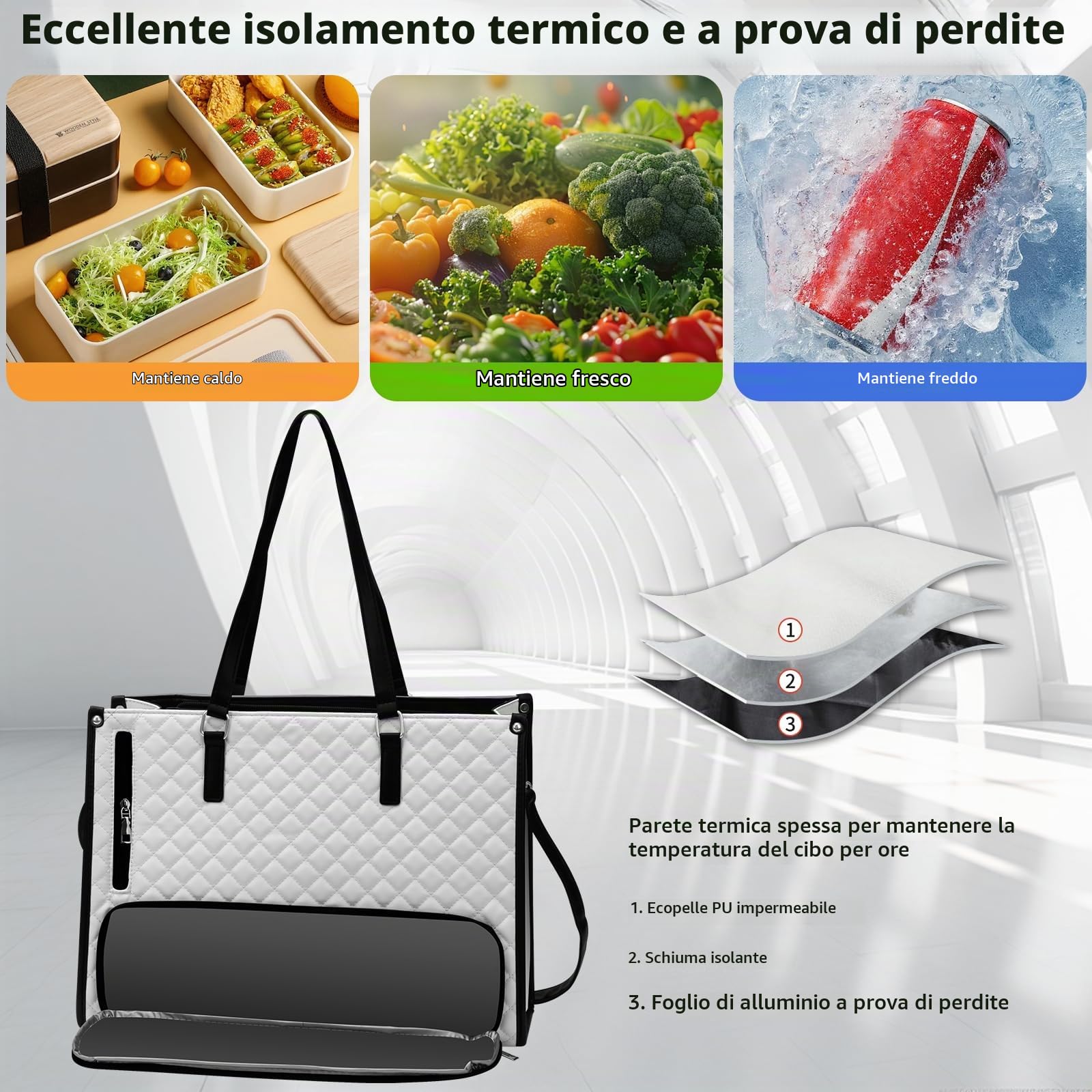 Borsa da donna 2 in 1, borsa da lavoro da donna con scomparto termico isolato, borsa da 15,6 pollici, termica grande a prova di perdite per il pranzo, borsa combinata per lavoro, scuola, ufficio