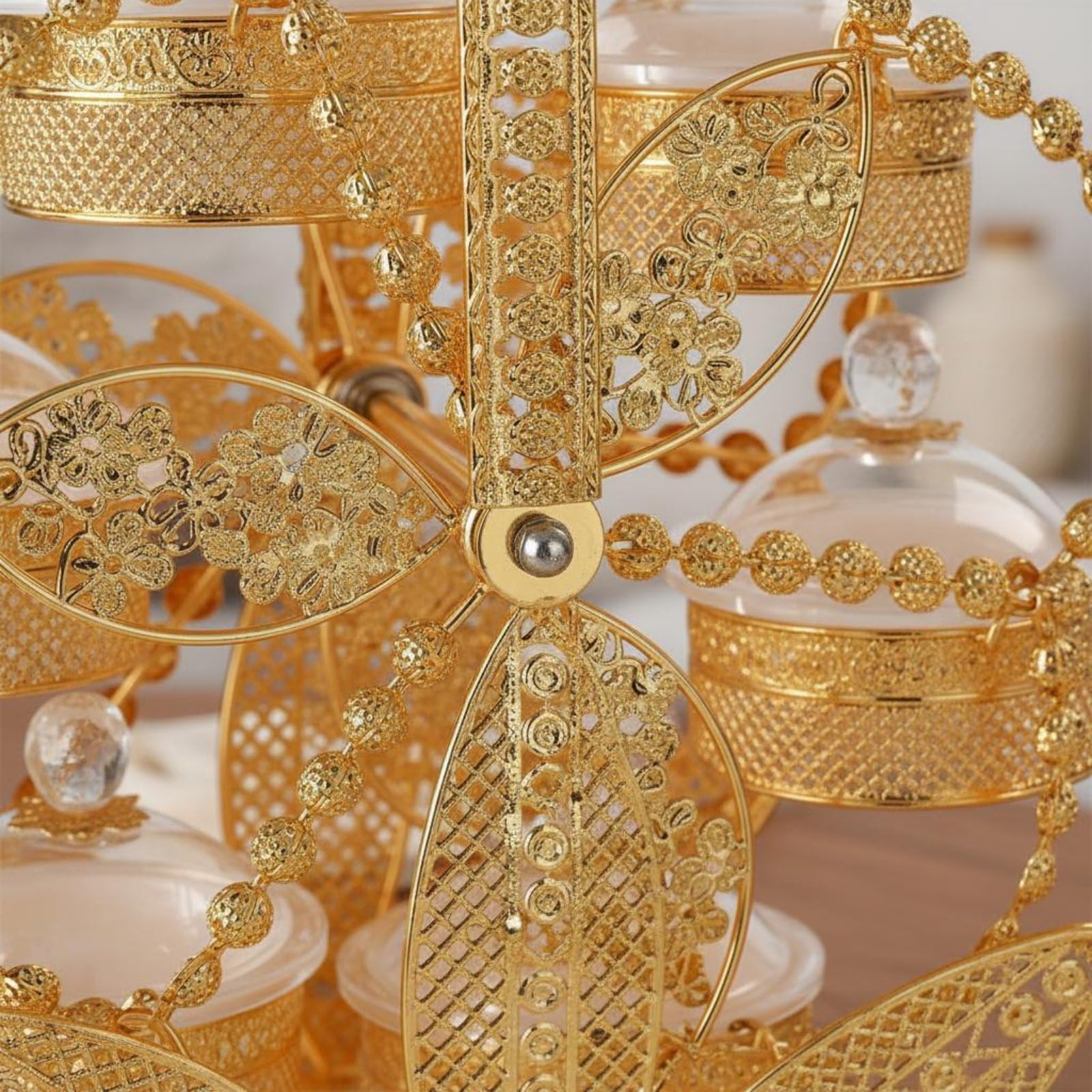 Colcolo Vassoio per Snack in Acrilico Vassoio Vassoio Centrotavola Piatto per Dolci con Finiture Dorate Stile Retrò in Acrilico E Ferro Adatto per Salotto Tè Pomeridiano Decorazione Tavola Feste