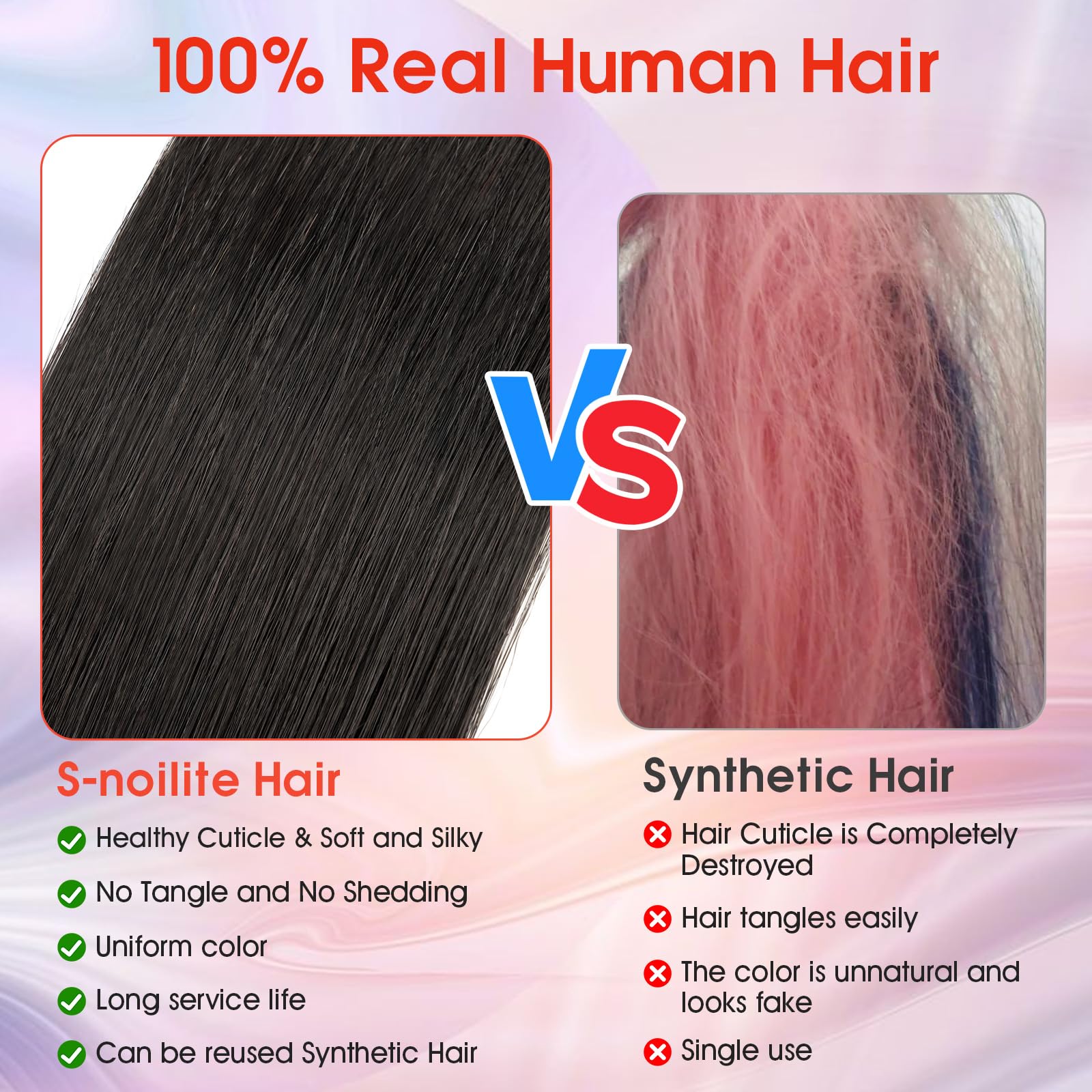 S-noilite Clip in Human Hair Extension Highlight Light Auburn 10 Inch Colored Hair Extensions Clip in for Women Kids Girls Straight Real Human Hair 6 Pieces/Pack 31g - Image 3