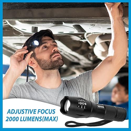 Miniatura 5 de Linterna Vital Tac, Elite Tac Vitaltac Modelo 2025 Modelo Militar Táctica USA Batería LED Alta Lúmenes Grado Militar 2000 Lúmenes 5 Modos Zoom, SOS,