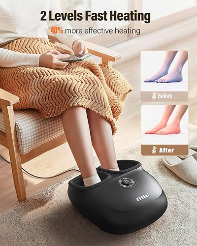Miniatura 3 de Burrki Masajeador de pies con calor, regalos para mujeres y hombres, masajeador eléctrico de pies Shiatsu con amasamiento profundo, control remoto y