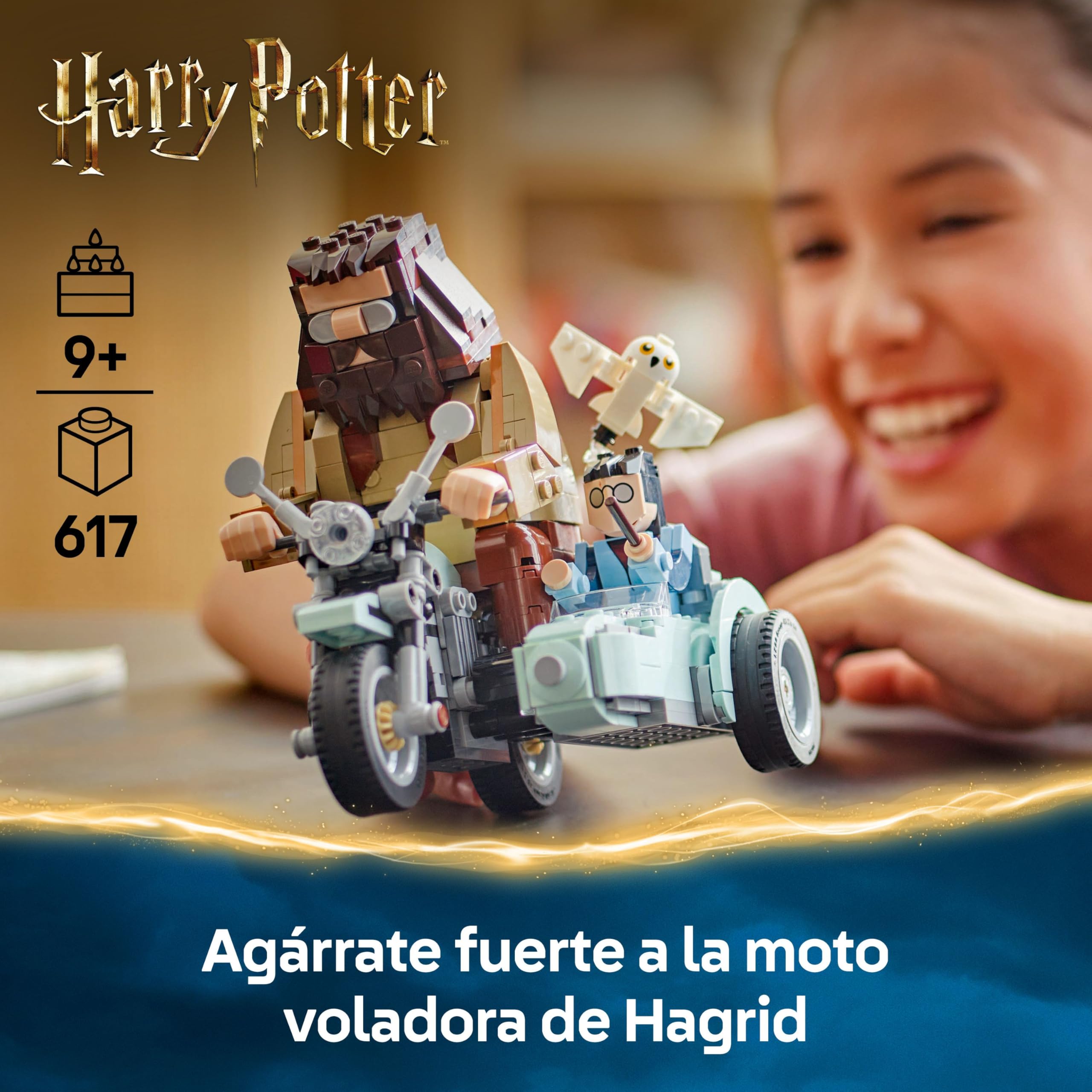 LEGO Harry Potter Viaje en Moto de Hagrid y Harry - Moto de Juguete con Sidecar y Figura de Hedwig la Lechuza - Regalo de Cumpleaños para Niñas y Niños de 9+ Años y Fans del Mundo Mágico 76443