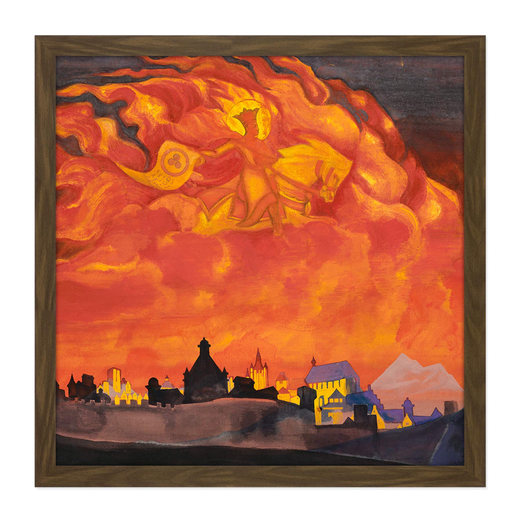 Roerich Saint Sophia Almighty Wisdom Symbolism Painting Square Wooden Framed Wall Art Print Picture 16X16 Inch