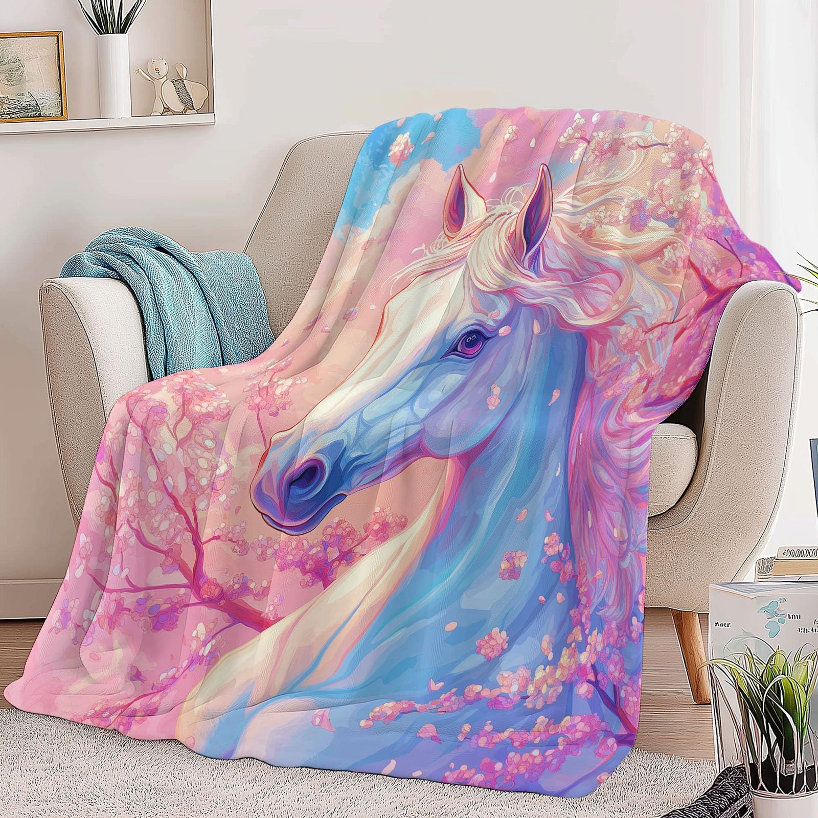 CozyRest Manta de Felpa de Lujo para Sofá y Cama, Caballo al Galope 220 x 240 cm - Ultra Suave, Ligera y Cálida, Invierno