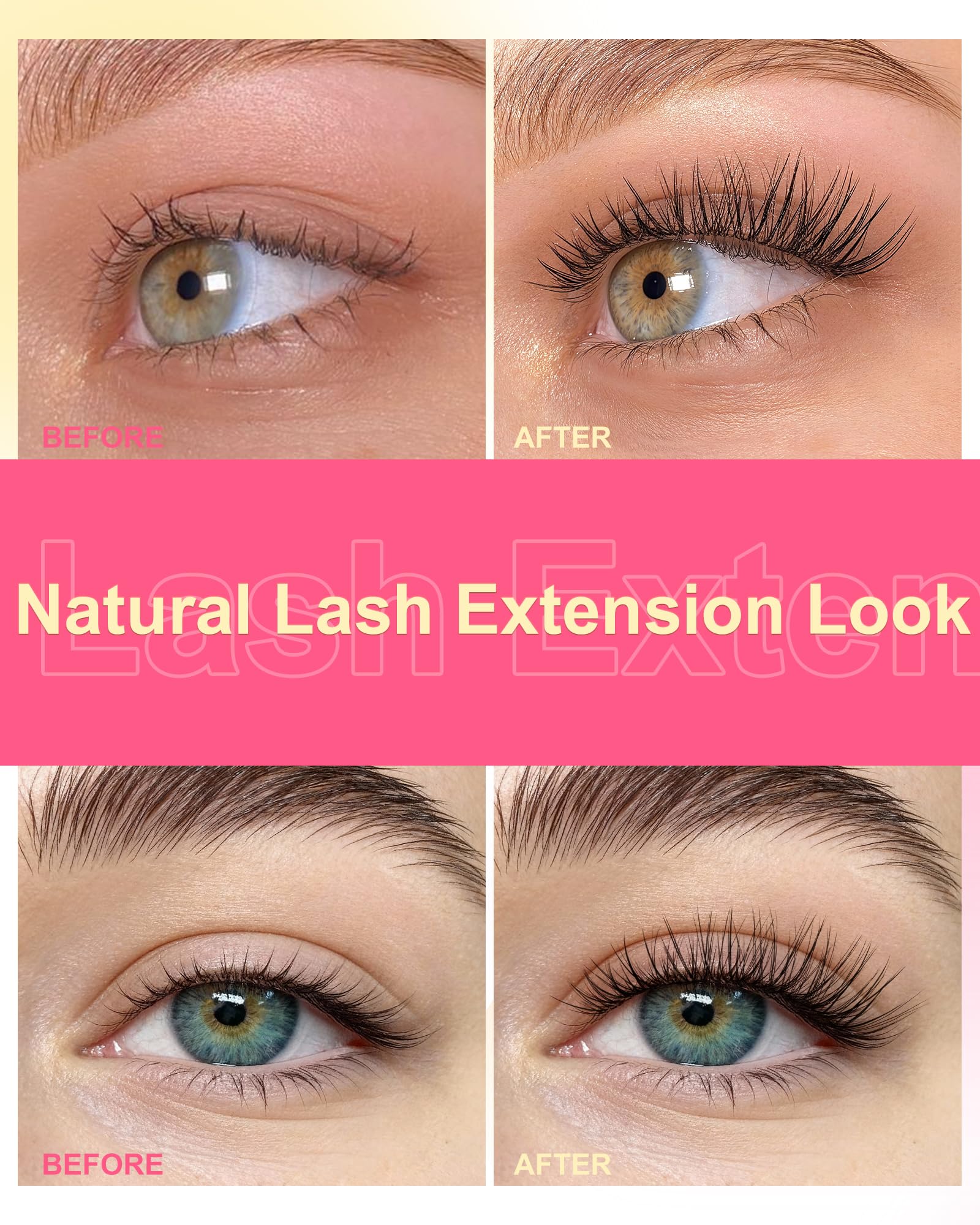 EMEDA Ciglia Finte a Ciuffetti Naturali Wispy - Ciglia Cluster Individuali a Banda Invisibile, Estensioni di Ciglia Fai-da-te Fluffy Effetto, C Curl Mix 8mm 10mm 12mm 14mm Lashes (VENUS-Mix)
