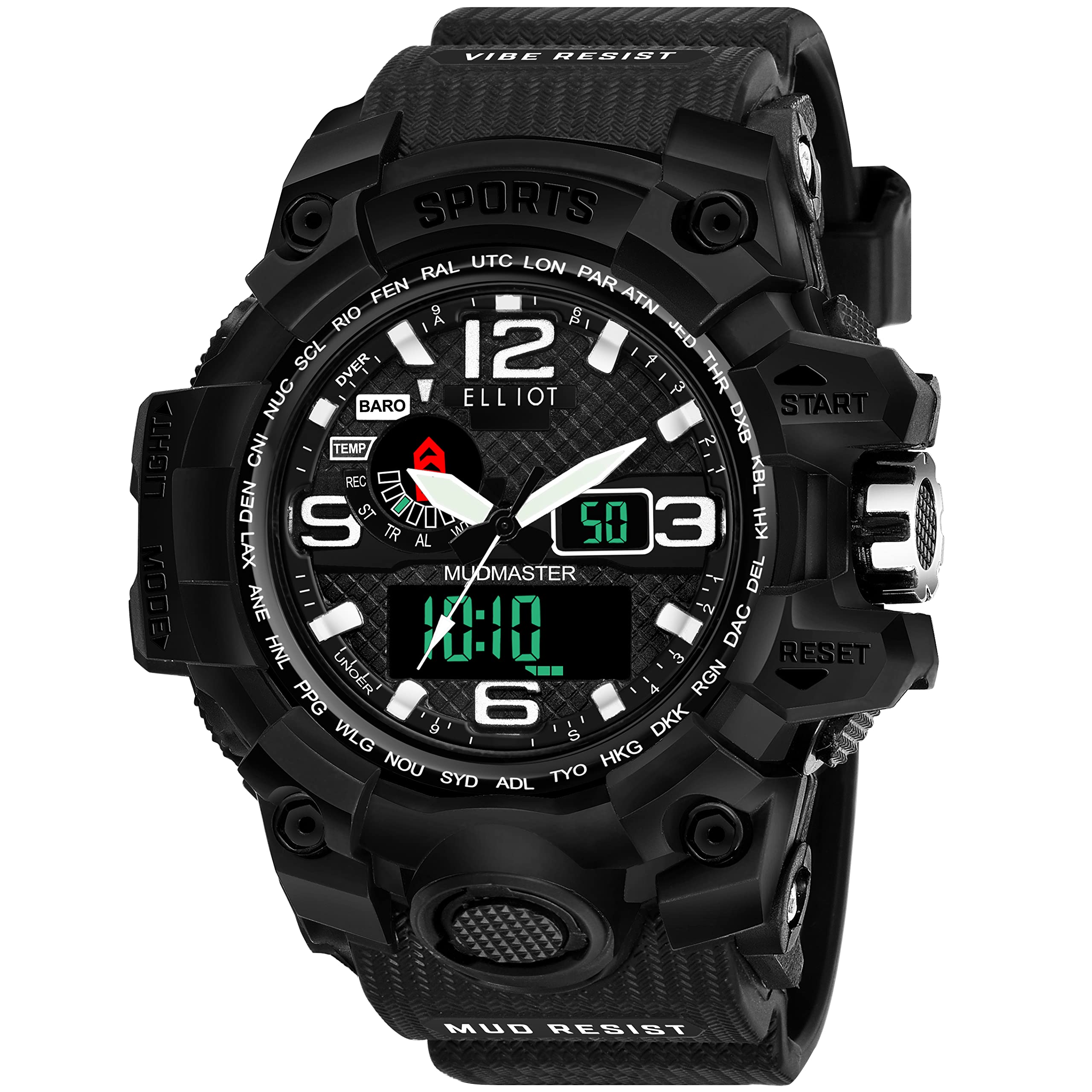 Walrus Analog Digital Men’s Sports Watch - Black Dial - Black Silicone Strap - Japanese Movement - Sports & Casual Use - 45mm Case Perfect for Gift (B0B6T71MX4) Amazon Price History, Amazon Price Tracker