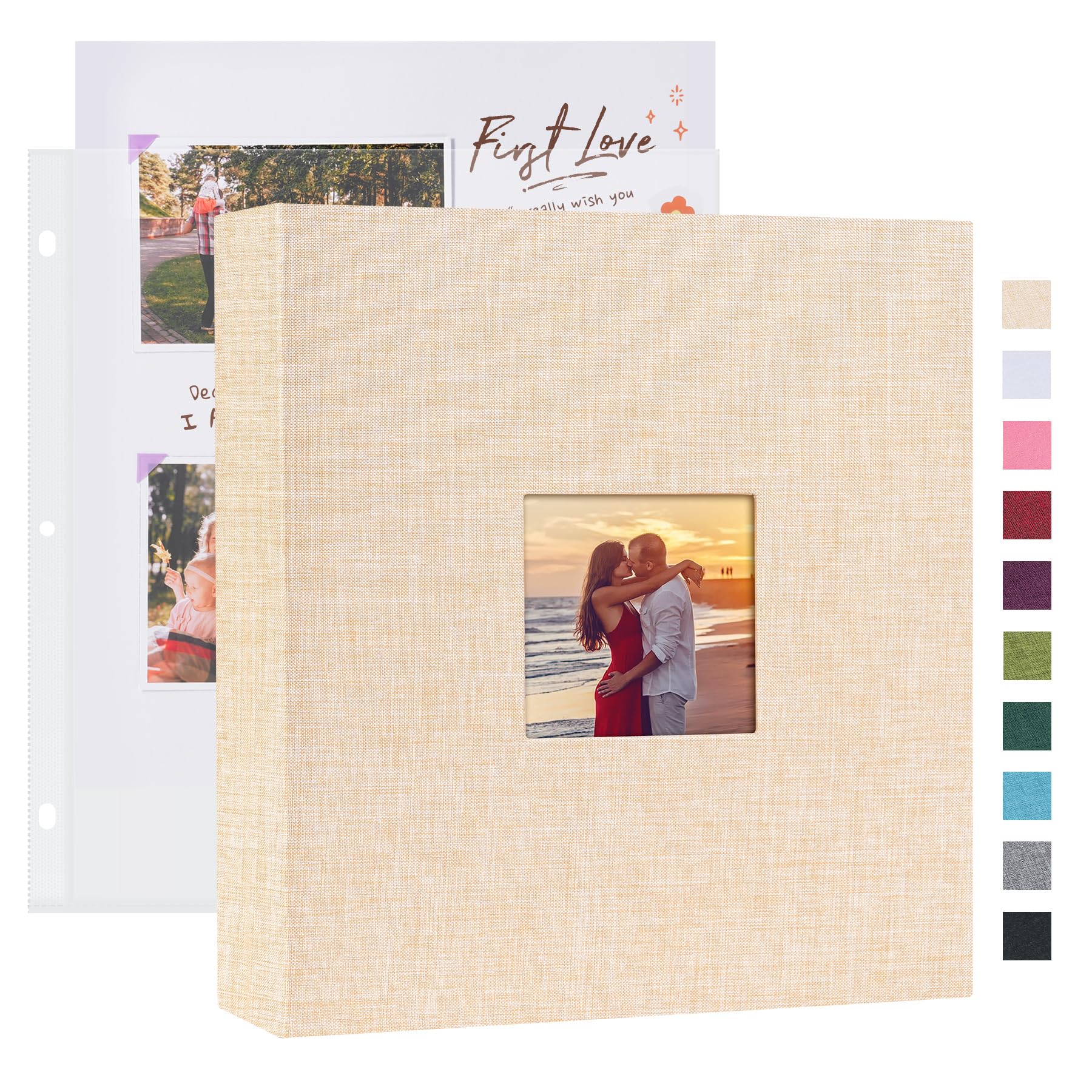 Mublalbum Album photo de scrapbooking à 3 anneaux 80 pages Beige 21,6 x