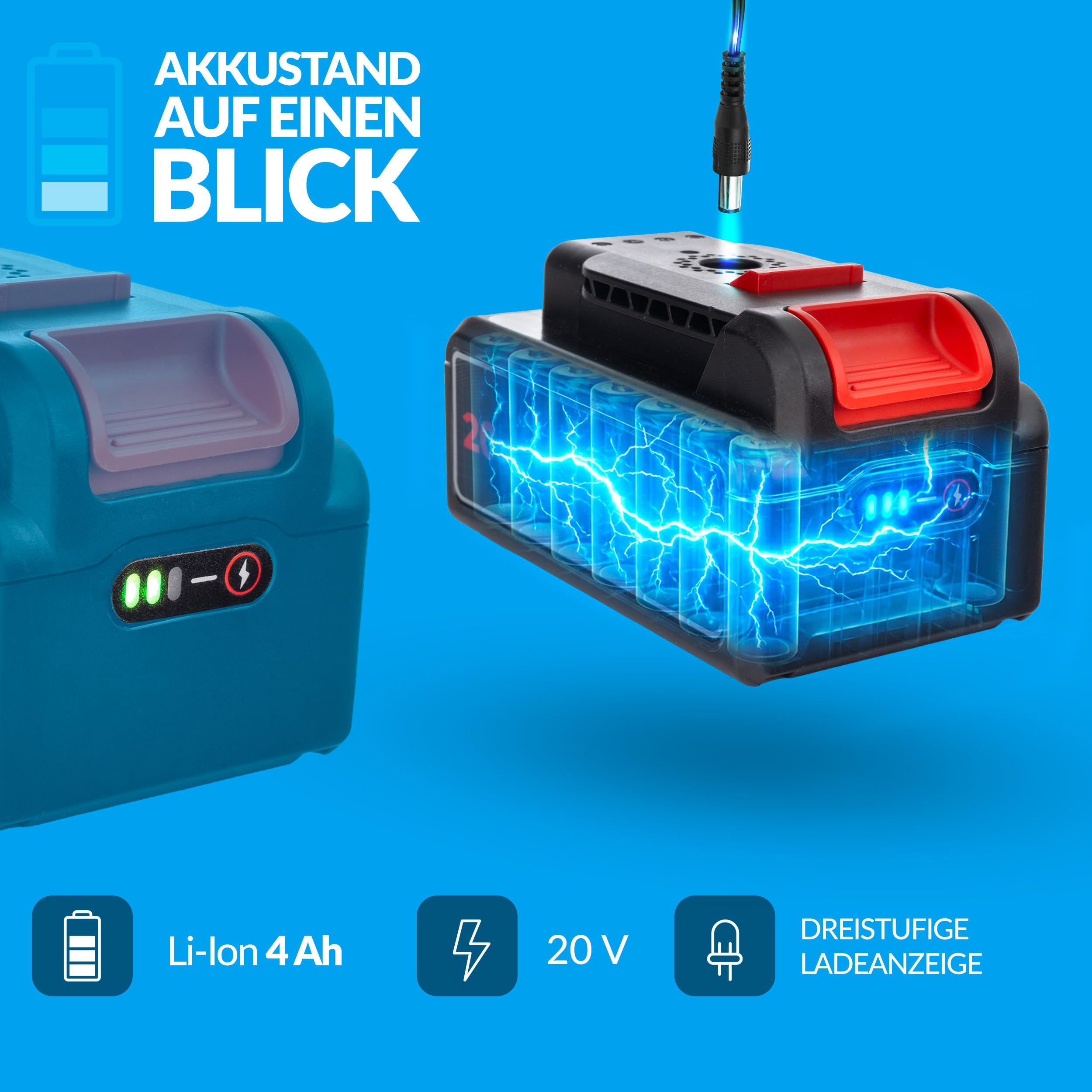 LEHMANN Stream Akku Hochdruckreiniger 20V Max mit 4Ah Akku – Kabelloser Druckreiniger mit 5-in-1 Düse, 6m Schlauch & Schaumsprüher für Auto, Fahrrad & Terrasse