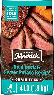 Premium Grain Free Dry Adult Dog Food, Wholesome and Natural Kibble with Real Duck and Sweet Potato - 4.0 lb. Bag