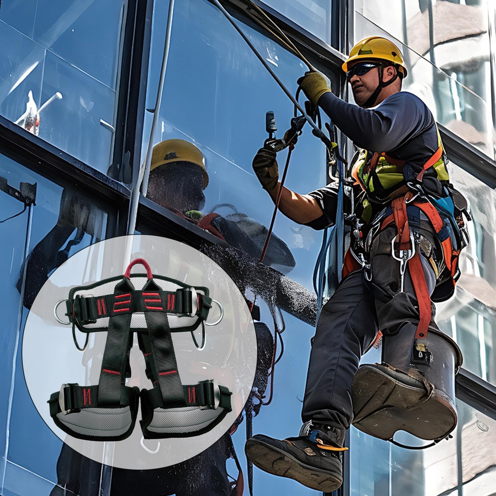 Arnés de Escalada para Hombre Equipo de seguridad ajustable | Arnés de Cuerpo Entero para Escalada para Montañismo, Rappel, Construcción, Principiantes y Profesionales