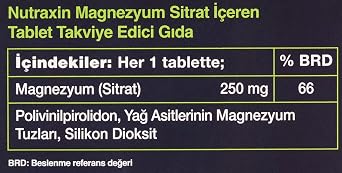 Nutraxin Vitals Magnesium 250 mg 60 Tablet Takviye Edici Gıda (2 paketi)