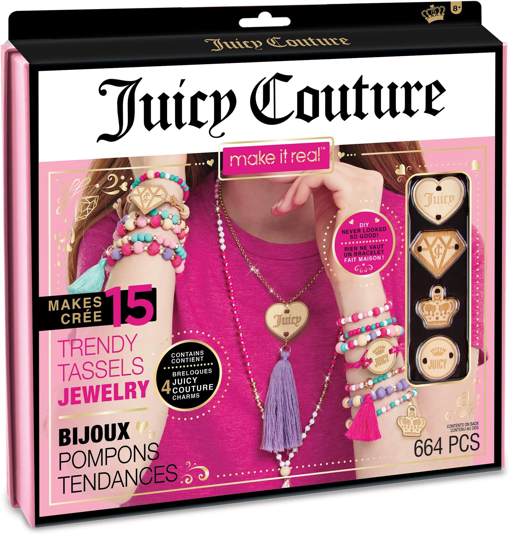 Juicy Couture Trendy Tassels Bracelet Making Kit - Kids Jewelry Making Kit - DIY Beads & Charm Bracelet Making Kit for Girls - Friendship Bracelets with Beads for Girls 8-10-12-14