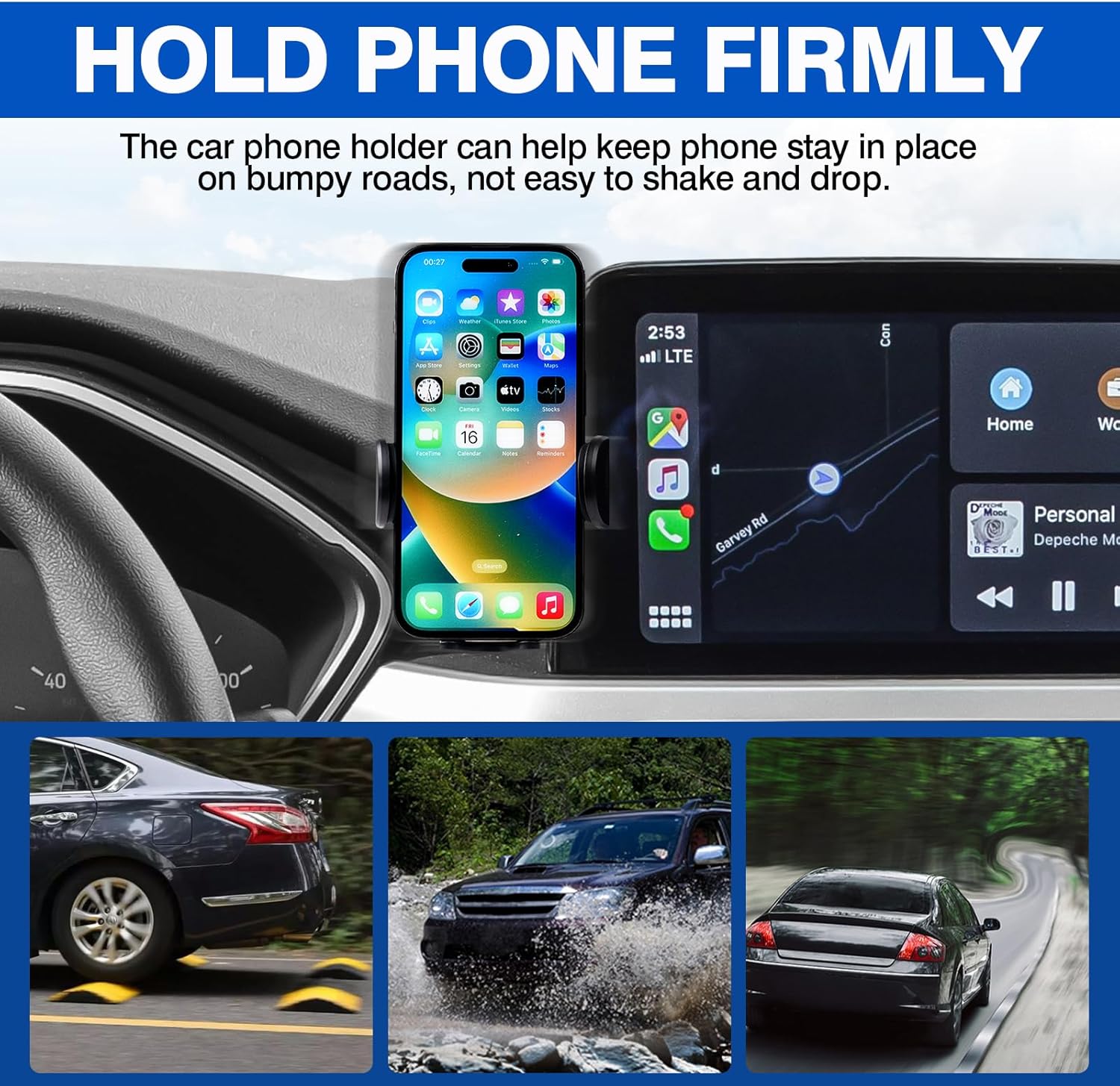 Autorder Car Phone Holder for 2021-2025 Ford Escape Accessories 8-Inch Cell Phone Mount with Dash Organizer Hands-Free 360 Degree Rotation(Not fit 13.2" Screen)