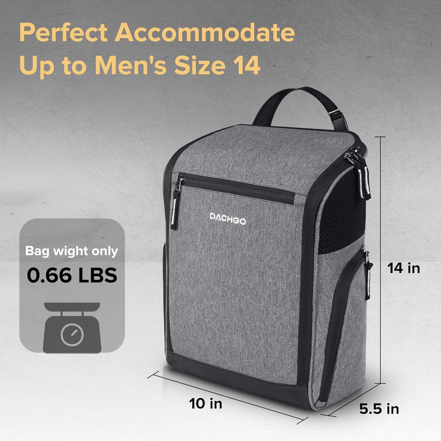 Golf Shoe Bag Men Women, Padded Golf Shoe Carry Bags with Clasped Strap Handle & Side Ventilation, 3 Pockets for Golf Tees, Balls & Accessories, Perfect for Sport Golf Baseball Soccer