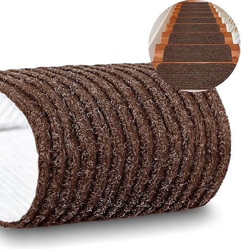 Miniatura 28 de Seloom Alfombra antideslizante con respaldo antideslizante especializada para peldaños de madera de interior, extraíble y lavable, perfecta