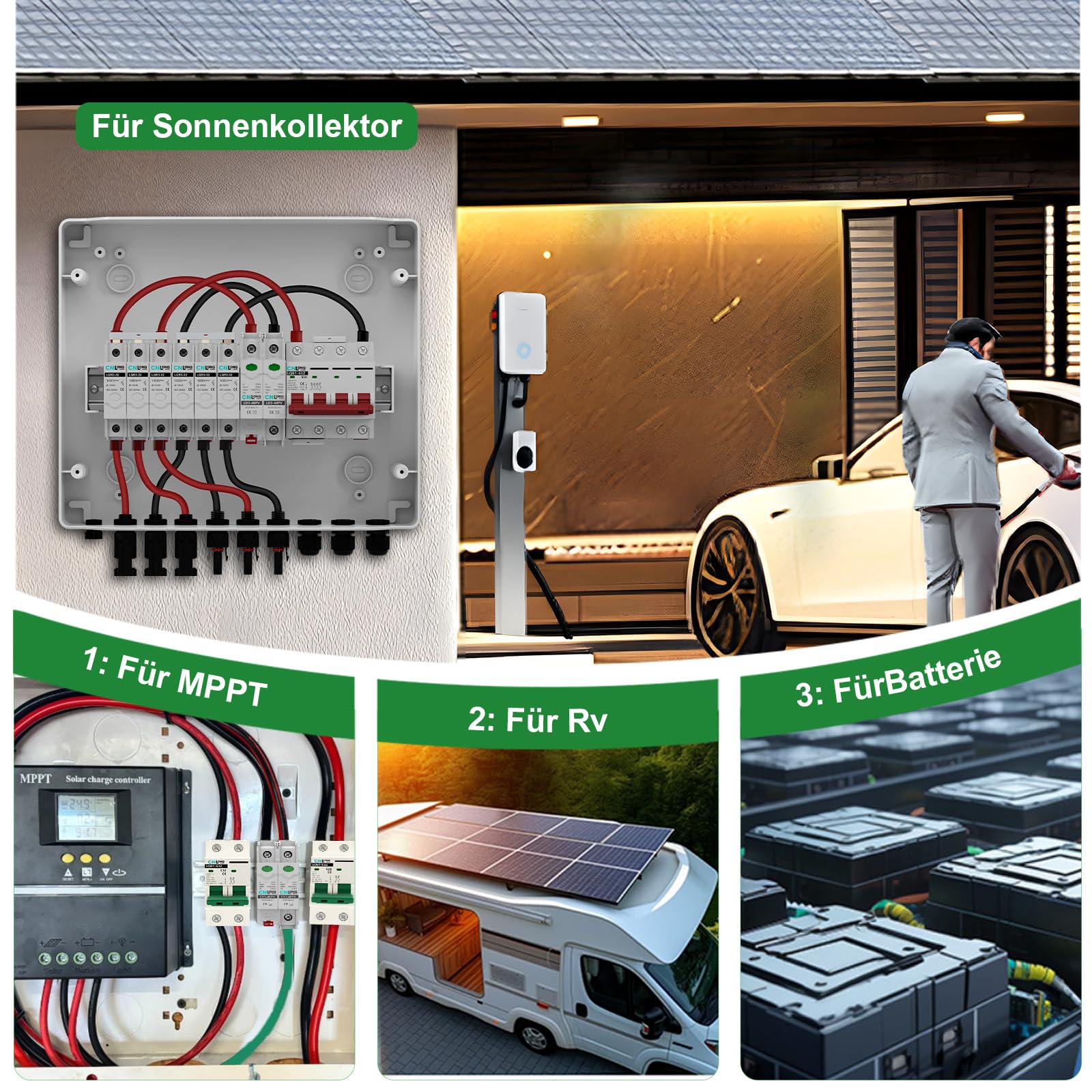 CNLONQ 2 Stück DC Überspannungsschutz PV Anlage DC1000V 2P 20kA/40kA 2P T2 Überspannungsableiter Blitzschutz Für Solar-Photovoltaik 35mm DIN-Schienenmontage