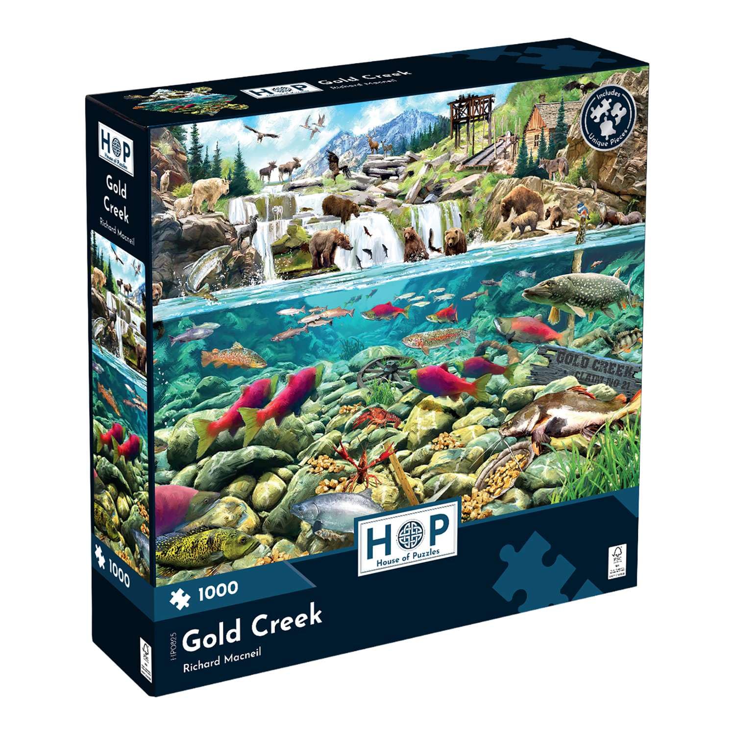The House of Puzzles | Gold Creek 1000 Piece Jigsaw Puzzle | Animals & Wildlife Theme | Richard Macneil Artist | FSC Certified Board