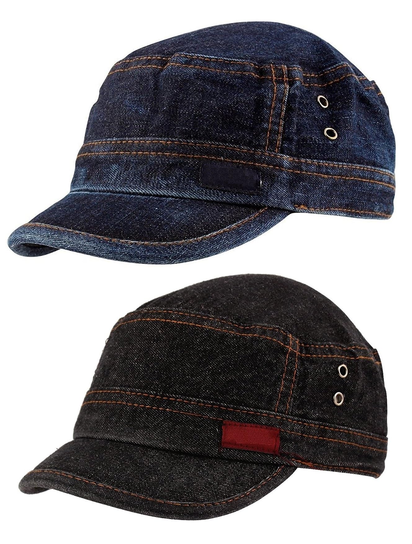 zacharias Men's Cotton Denim Short Visor Cap cl-02 (Black & Blue_Free Size) (Pack of 2)-picture-23