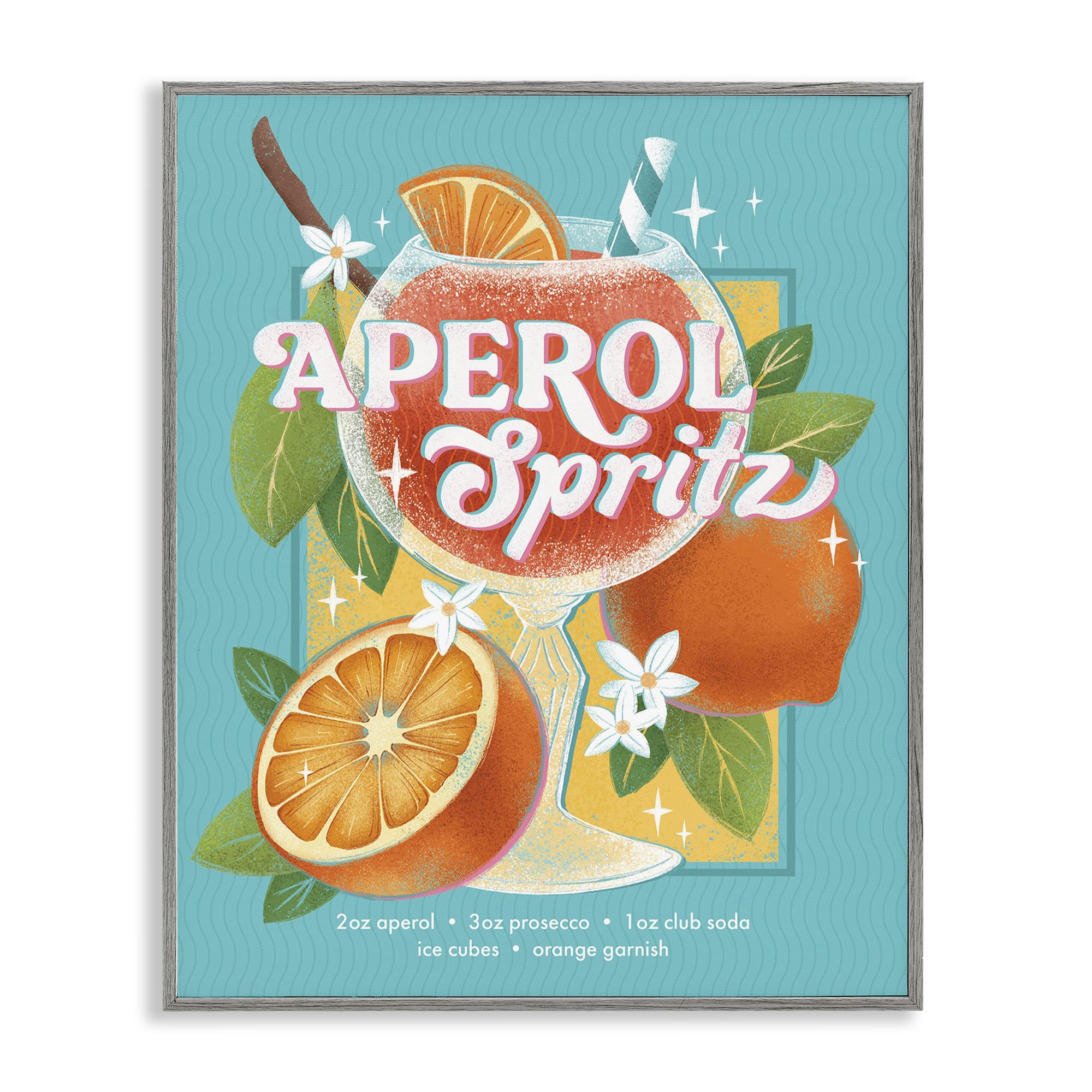 Stupell Industries Refreshing Retro Aperol & Recipe Gray Framed Giclee Art design by Courtney Morgenstern, 20 x 16