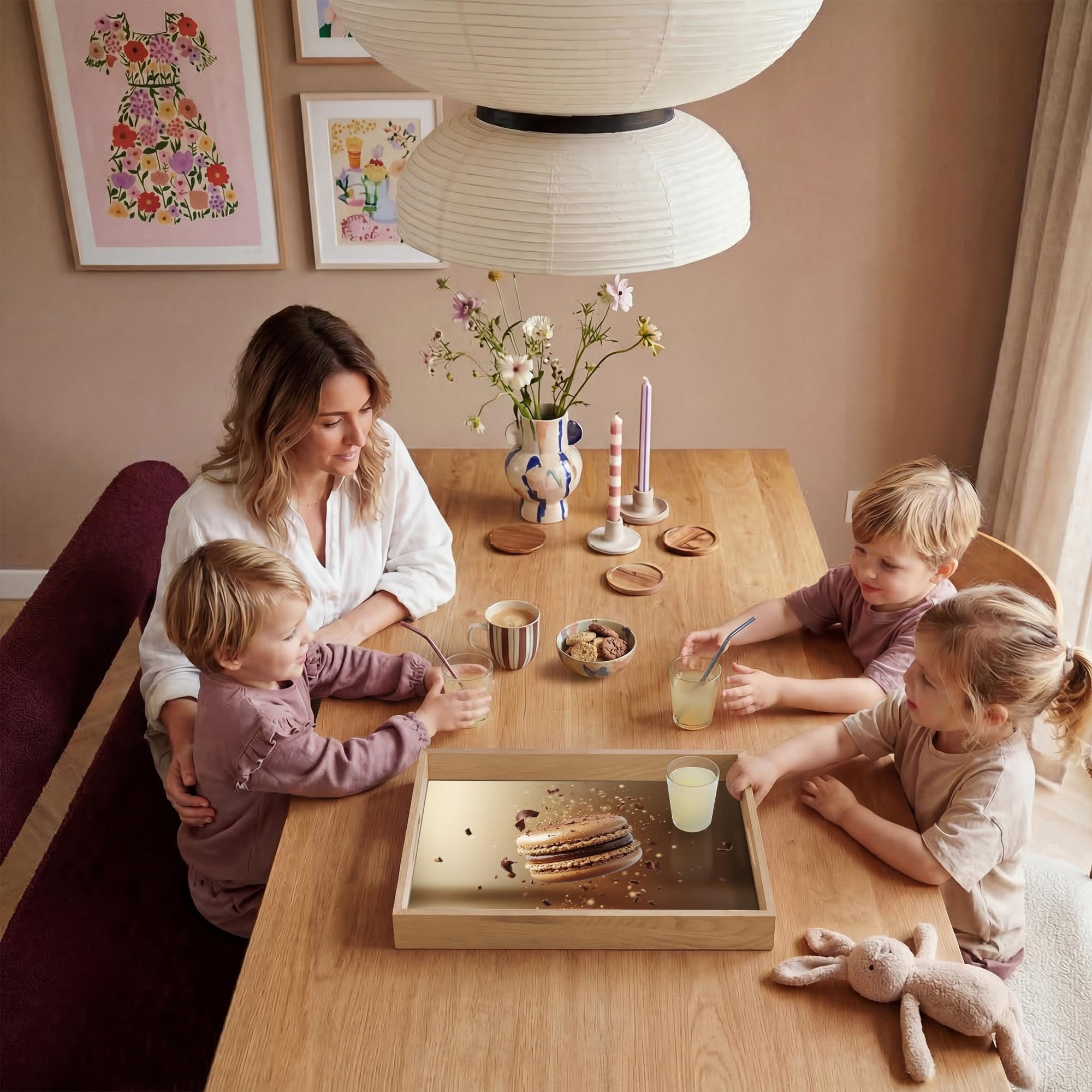 Plateau Plateaux Service Repas Bois Decoratif Table Résistant Aux
