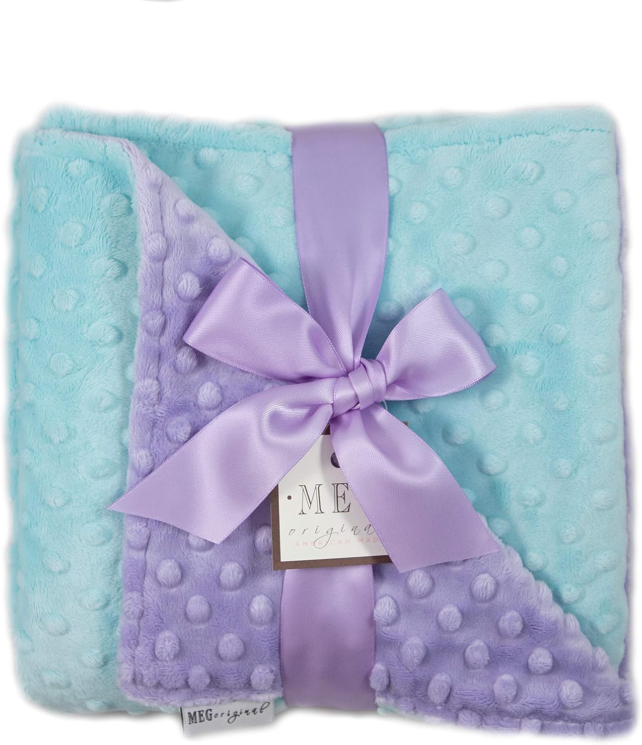 MEG ORIGINAL Lavender & Aqua Minky Dot Baby Girl Blanket