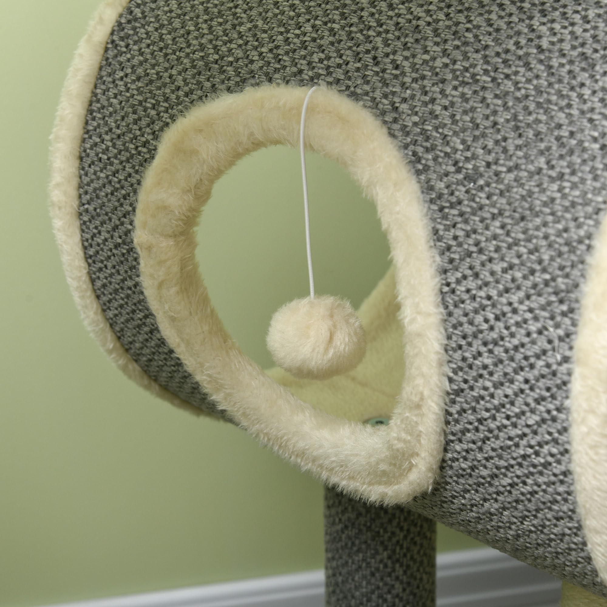 Rascador PawHut 104 cm árbol para gatos con cueva para gatos, rascador para gatos con pelota de juego, árbol para gatos con 2 zonas para tumbarse, árbol trepador para gatos de hasta 5 kg, muebles para