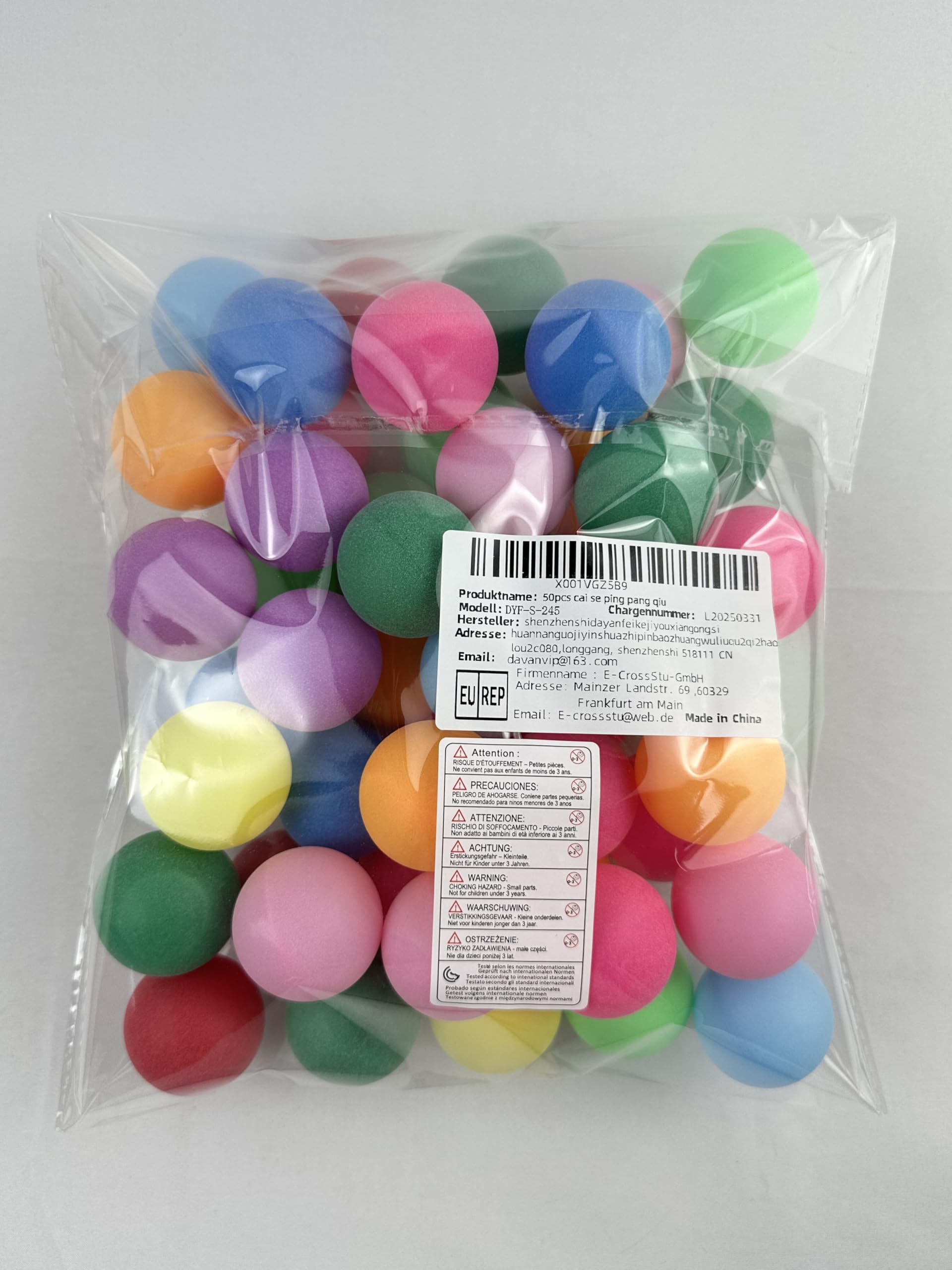 Lot de 50 balles de ping-Pong de Couleur Assortie