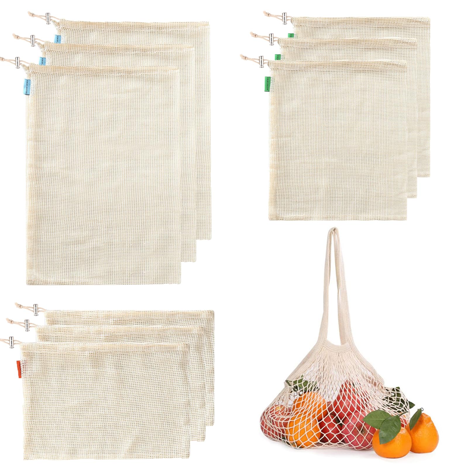 BigKing 10 Packs Net String Shopping Bags, Reusable Net Bag Fruit Bags