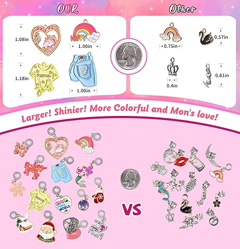 Miniatura 3 de Kit de fabricación de pulseras con dijes para niñas, suministros de joyería de unicornio, juego de manualidades de manualidades, kits de pulseras de