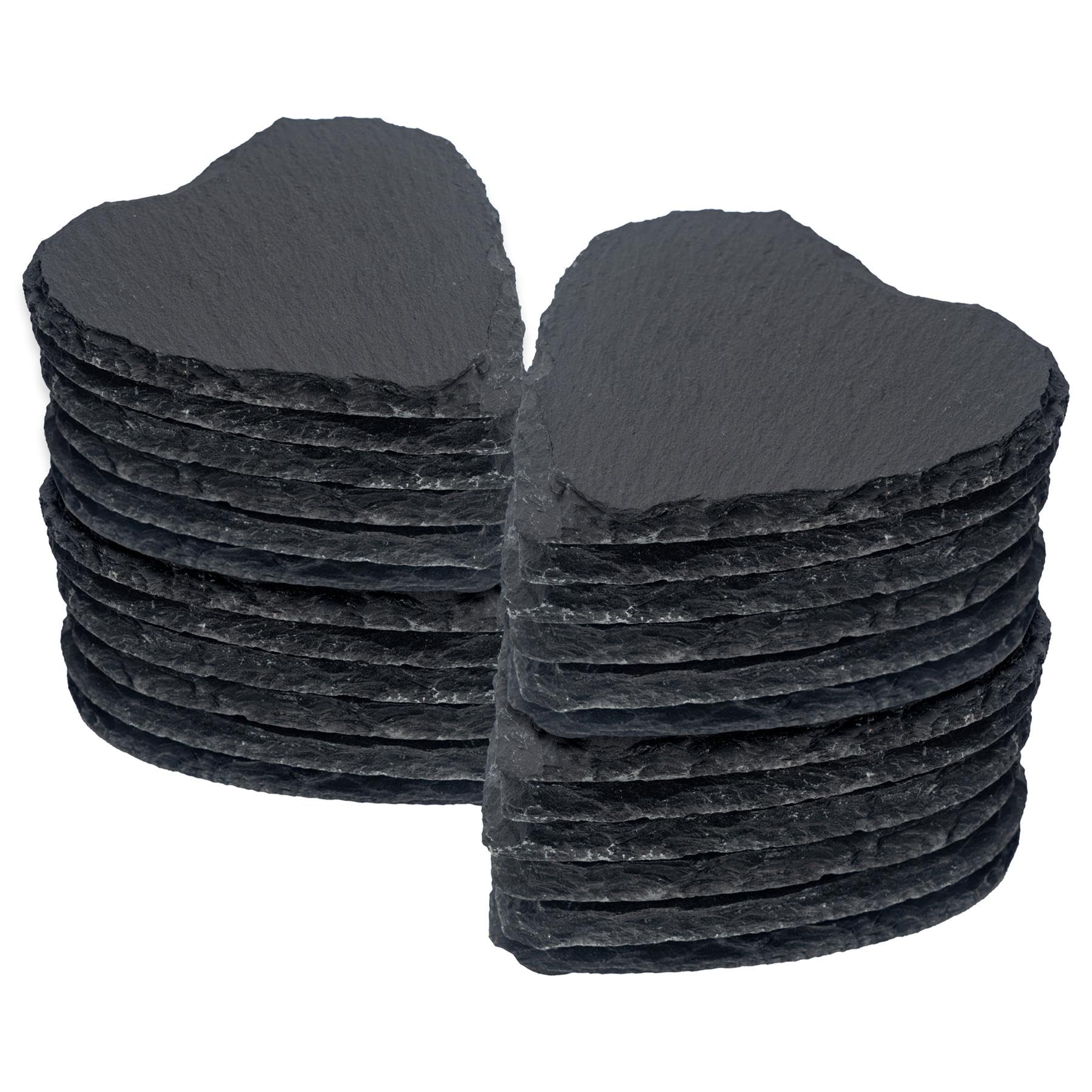 Heart Slate Coasters - 10cm - Pack of 24