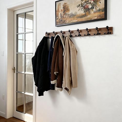 Miniatura 25 de SKOLOO Perchero de madera blanca de 17 pulgadas con 3 ganchos triples, ideal para entradas familiares, aulas y almacenamiento de suministros para