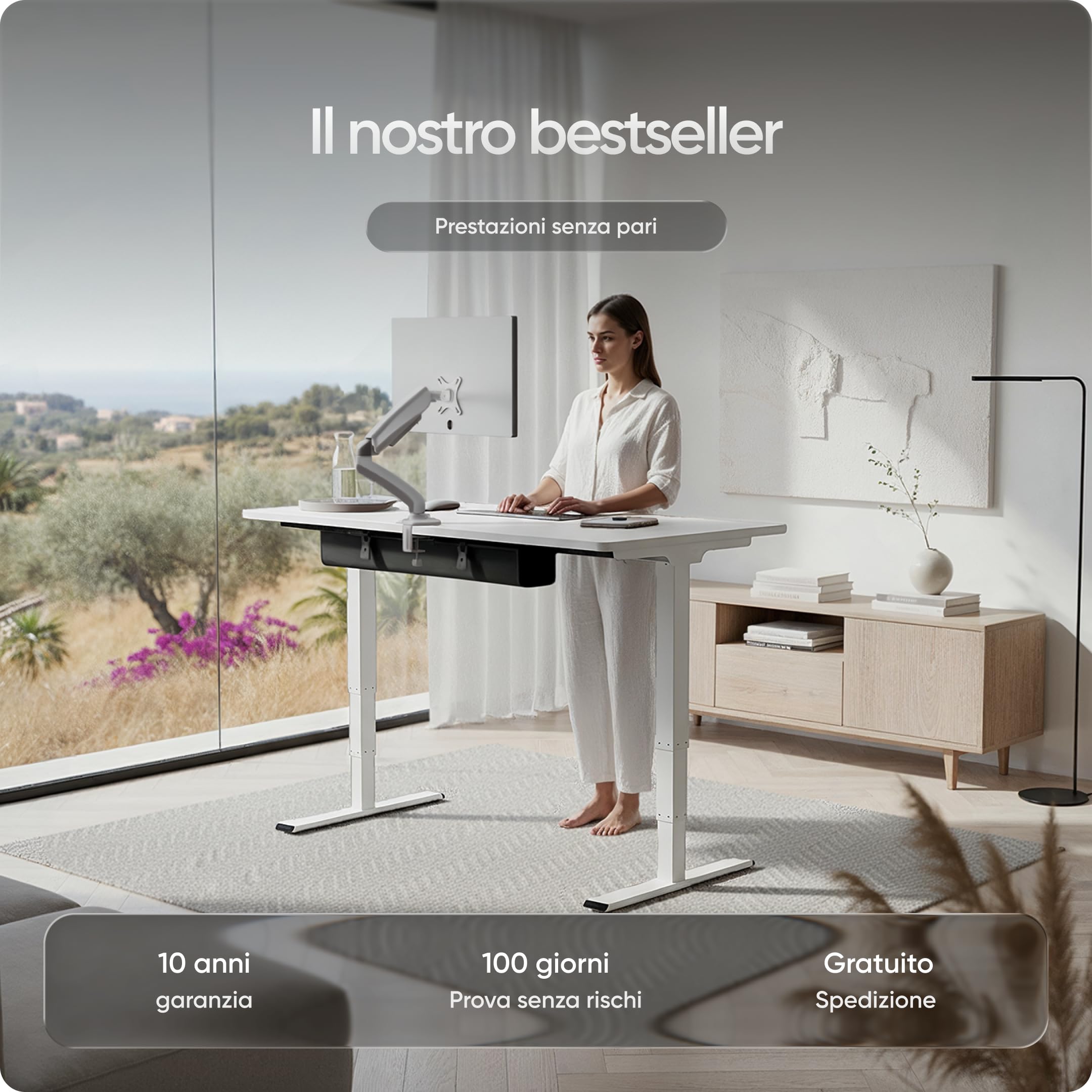 PRO Plus Scrivania Elettrica Regolabile in Altezza - Doppio Motore - Funzione Memory 3 Posizioni - USB QC 2.0/3.0 - Carico 160 kg - Casa & Ufficio
