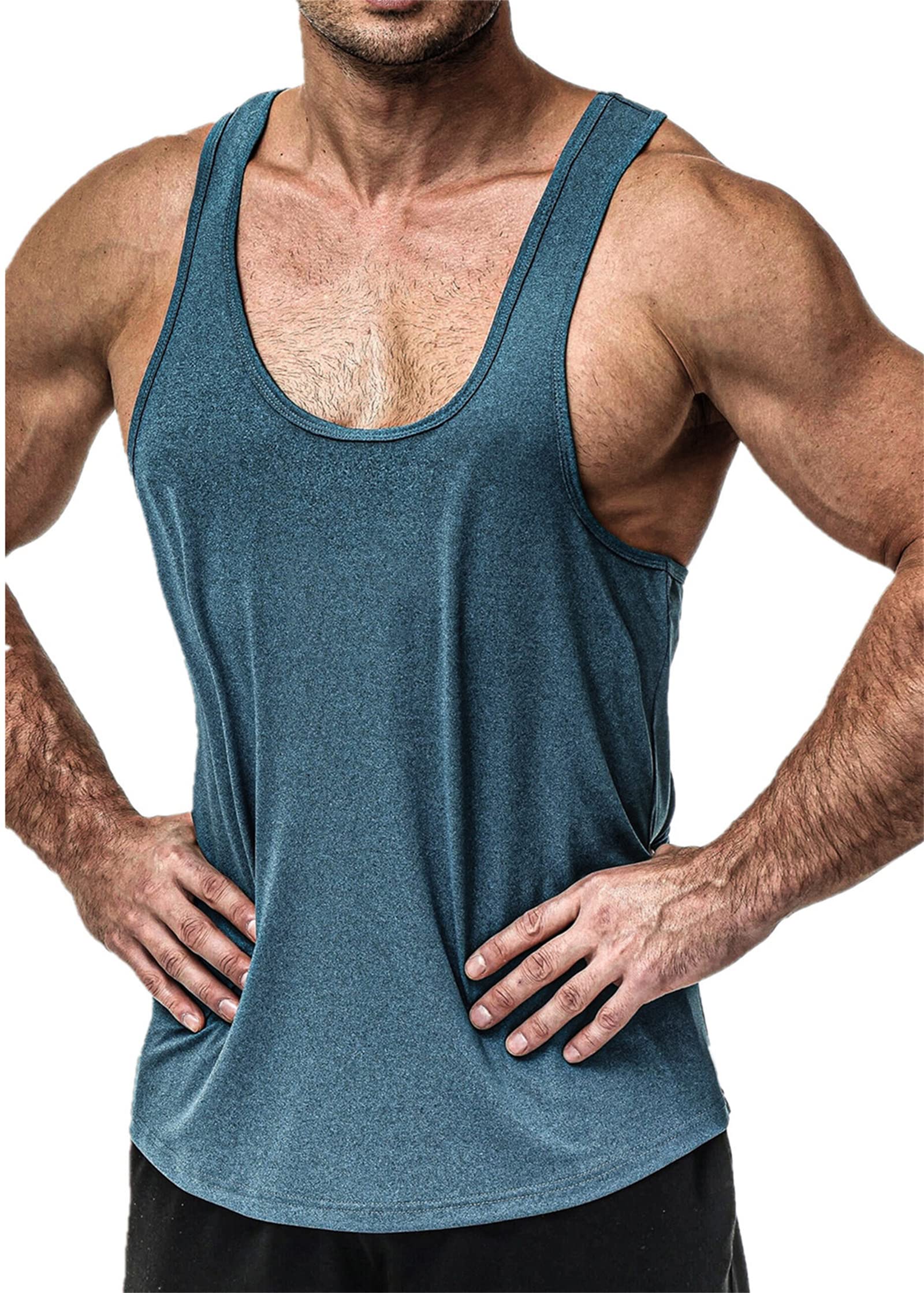 Canottiera Uomo Fitness Stringer - Maglia Slim Fit Per Palestra E Allenamento, 94% Poliestere 6% Spandex - Foto 3