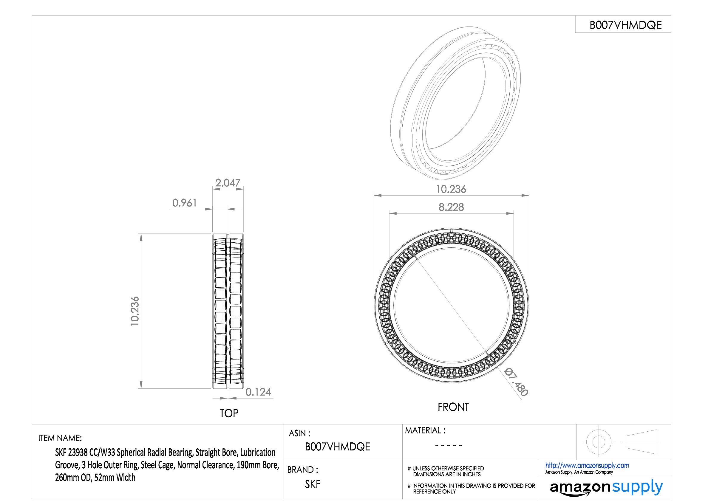SKF 23938 CC/W33 Roulement à rouleaux radial